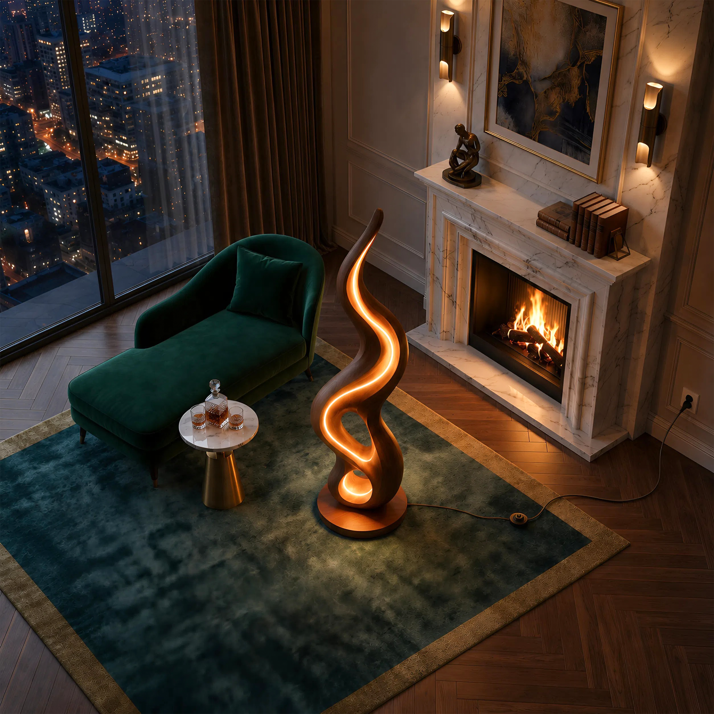 Organic Liquid Lamp With Shelf For Bedroom SILDTTNLAM029