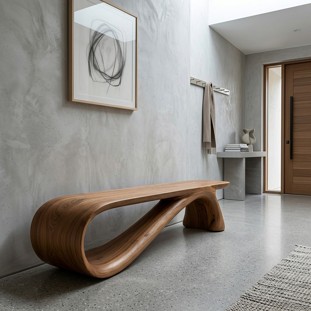Minimalist Wooden Bench For Living Room Accent Decor RTTHHNCHR134