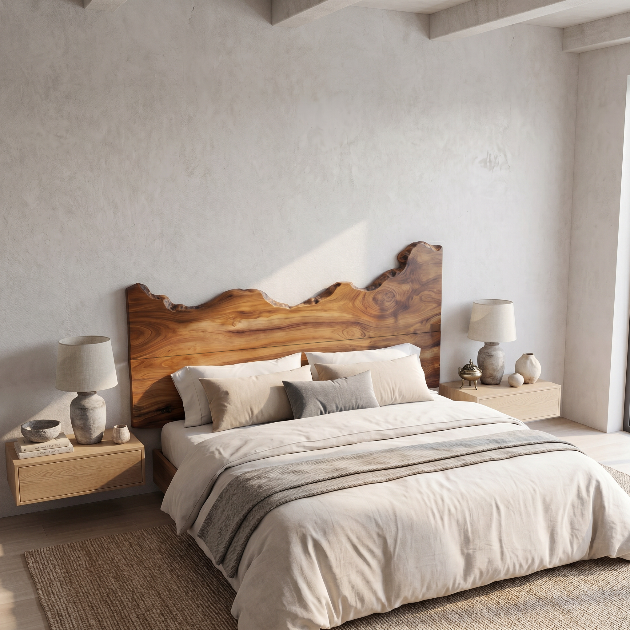 Contemporary Live Edge Wood Headboard For Bedroom SINLSAHB063
