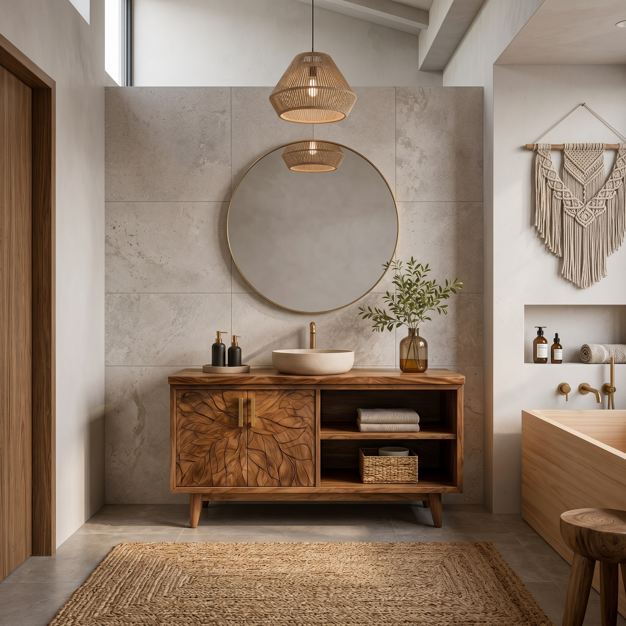 Organic Wood Vanity Cabinet For Garden Bathroom SILDTTRBRV160