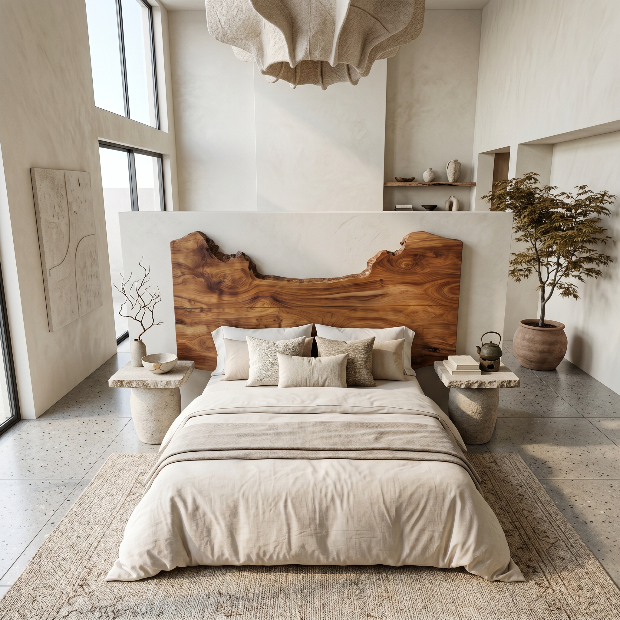 Natural Edge Headboard Wooden Bed Headboard For Bedroom SINLSAHB064