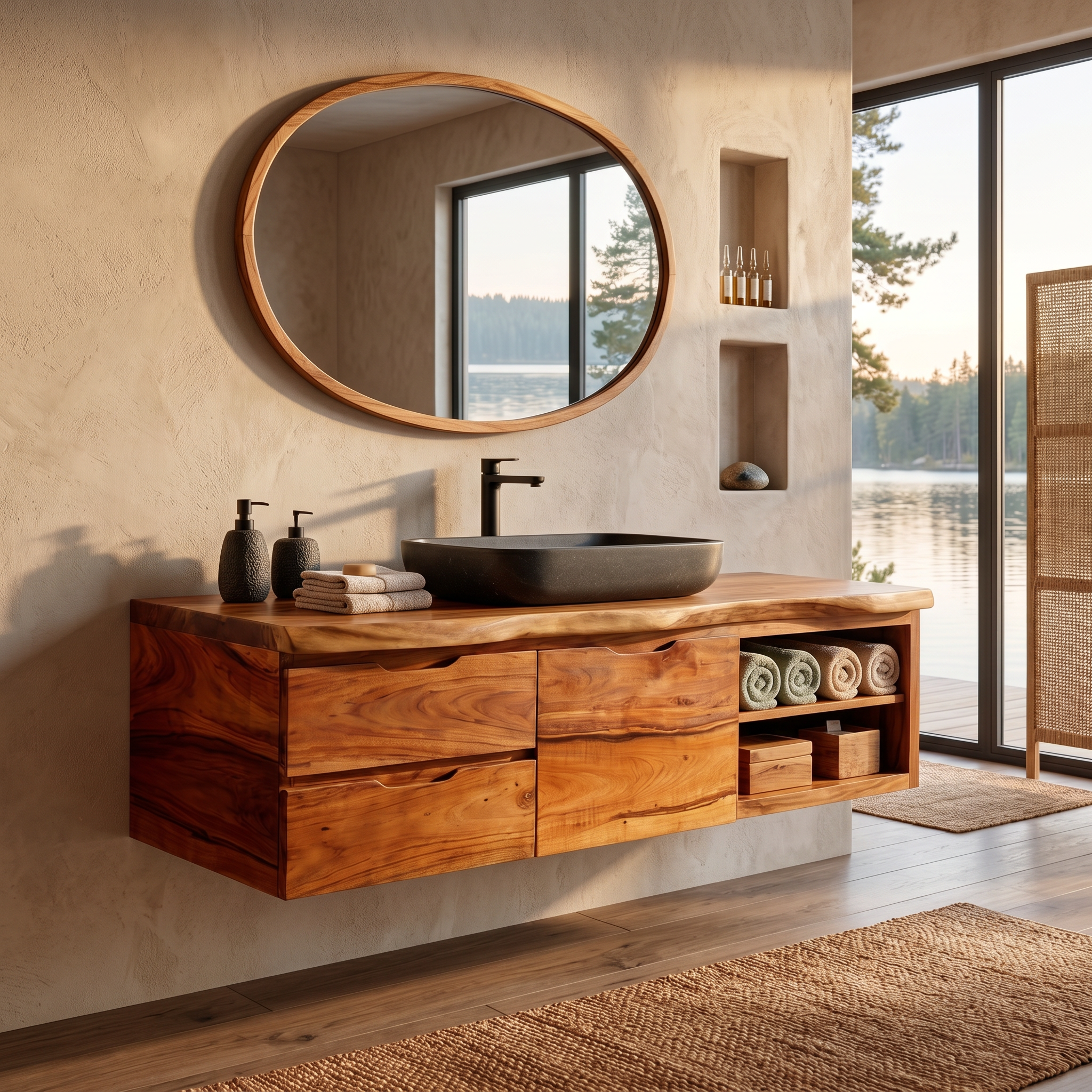 Japandi Wall Mounted Vanity Urban Loft Bathroom SILDTTRBRV197