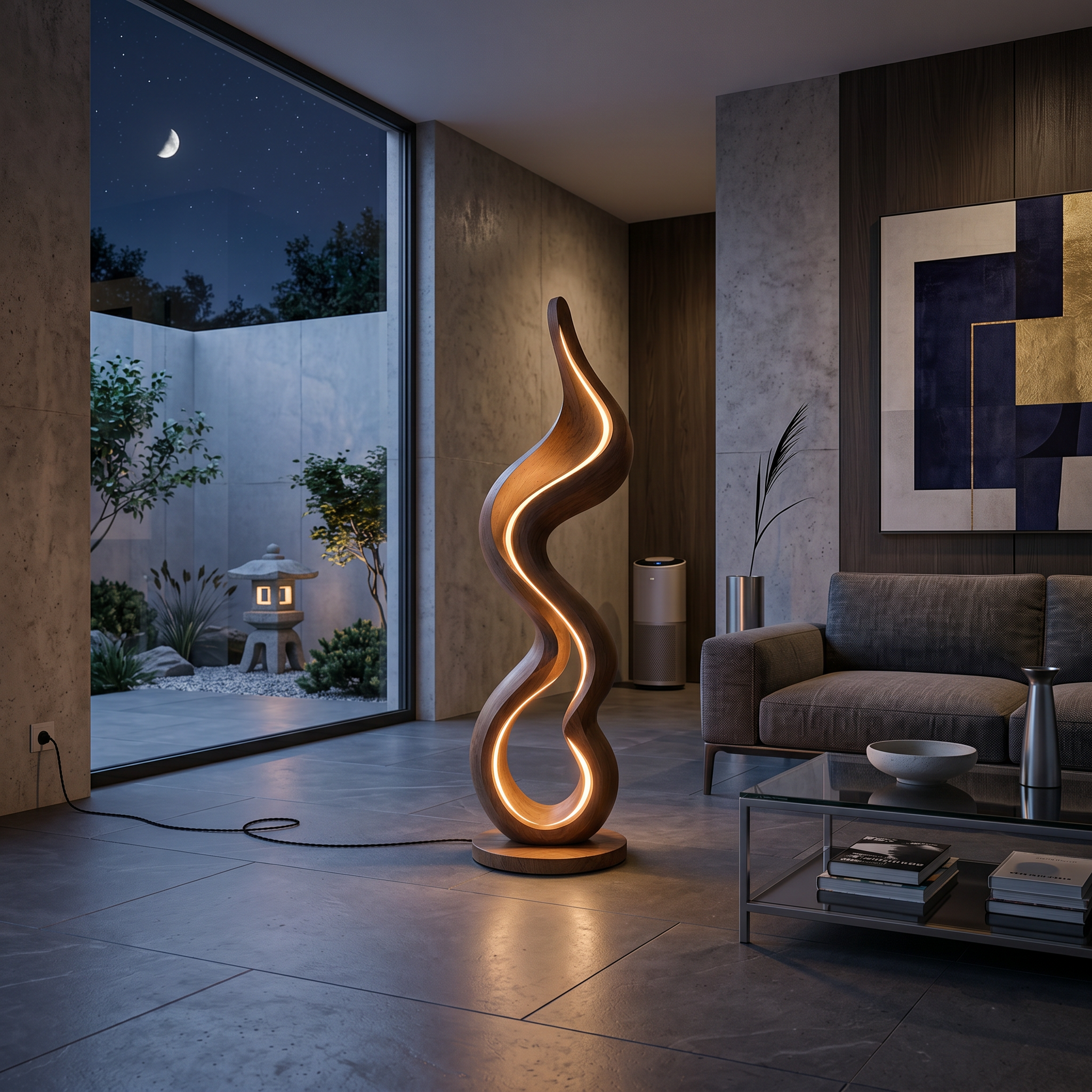 Modern Ribbon Lamp With Shelf For Living Room SILDTTNLAM027