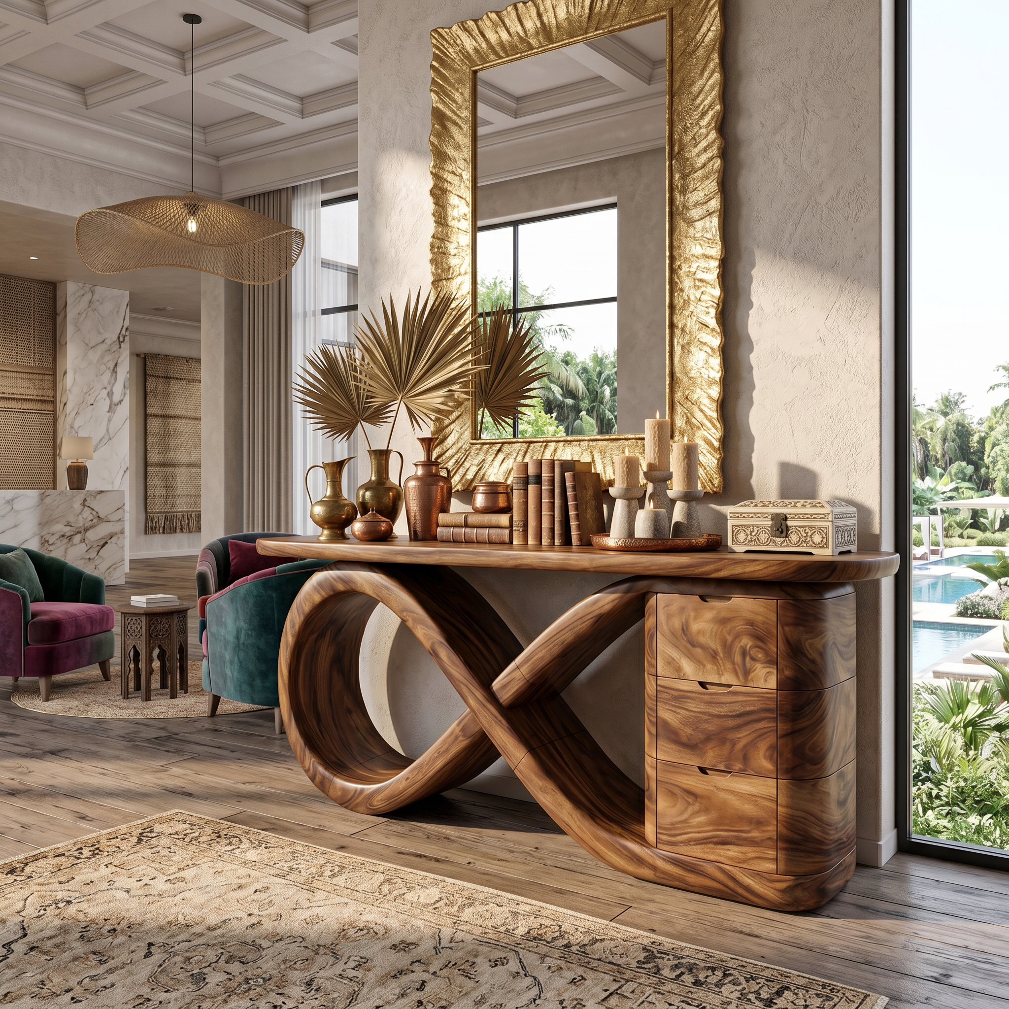 Modern Wave Base Console Table Luxury Bedroom SILDTTRCS112