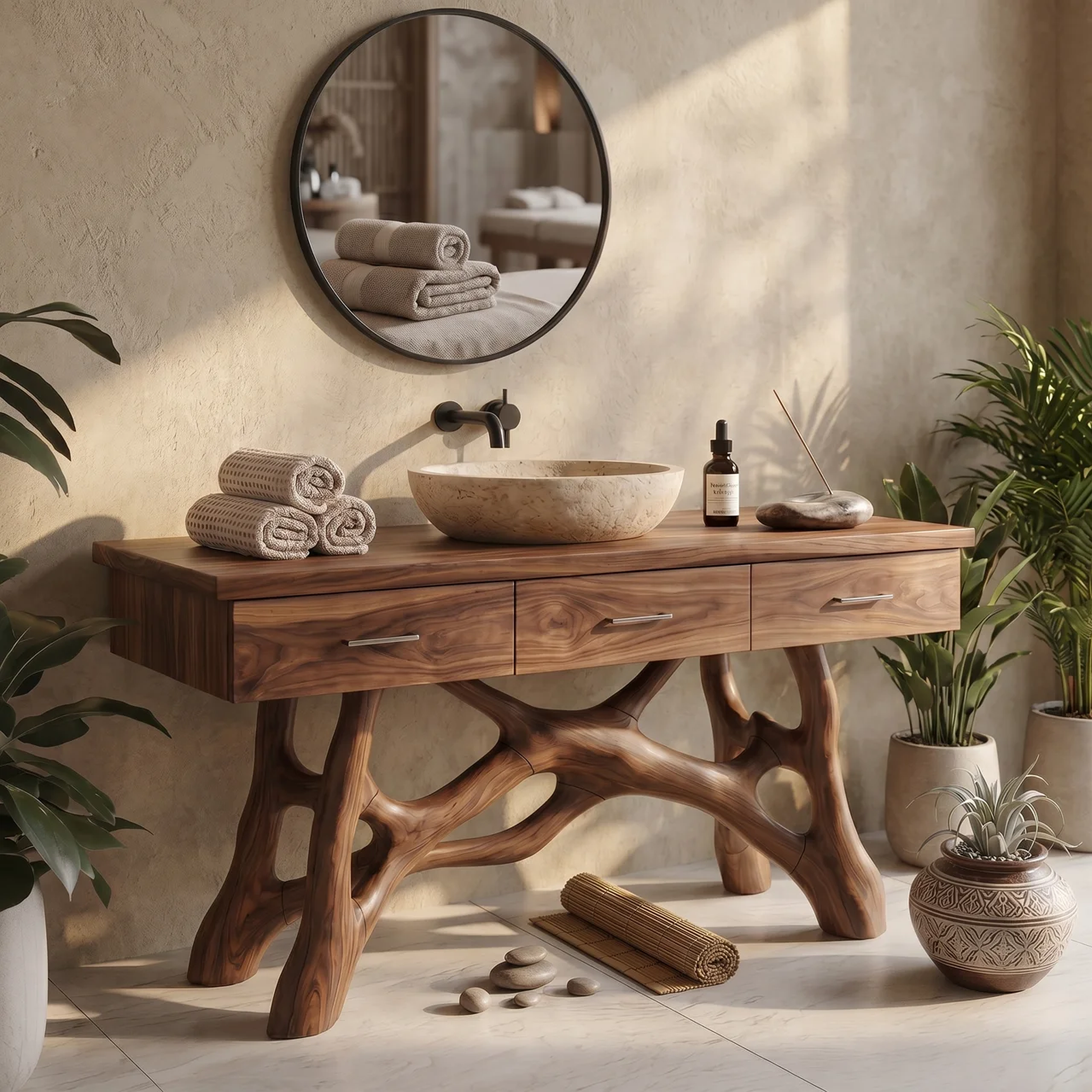 Natural Wood Sink Vanity With Drawers Master Bathroom SILDTTRBRV150