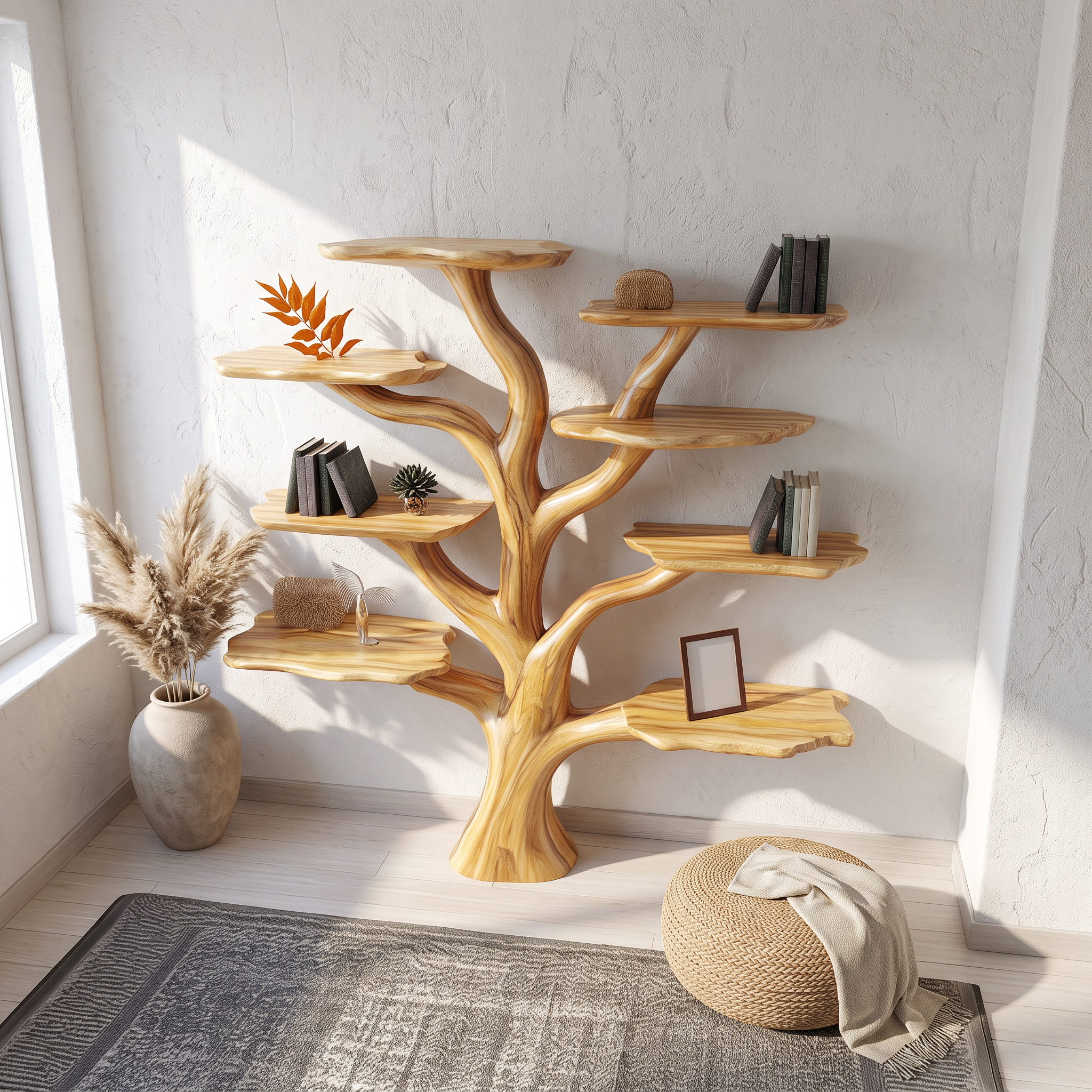 Rustic Mushroom Branch Bookshelf Living Room Or Dining Room SINLSATB452