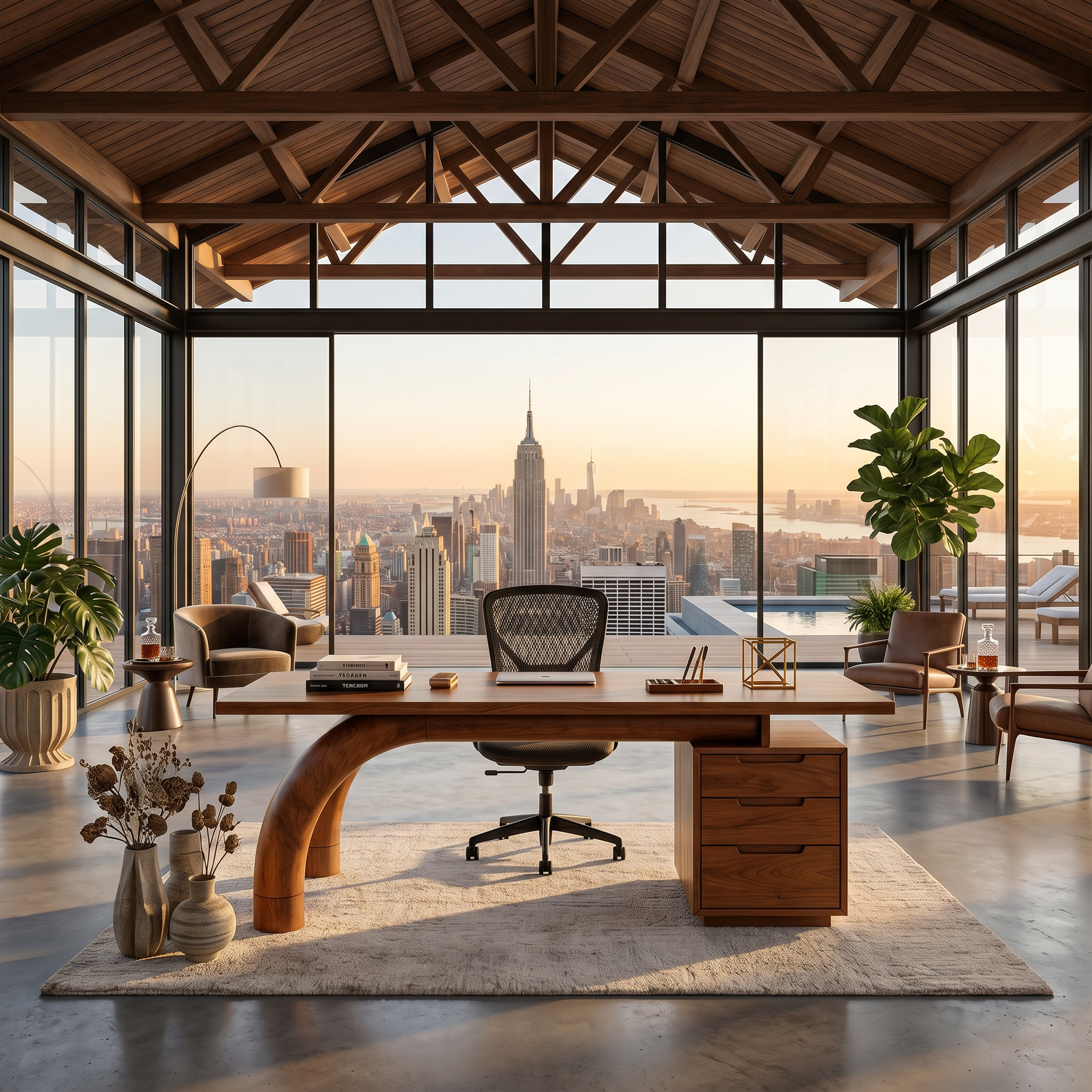 Modern Curved Desk With Open Shelf For Home Office SILDTTNDE030