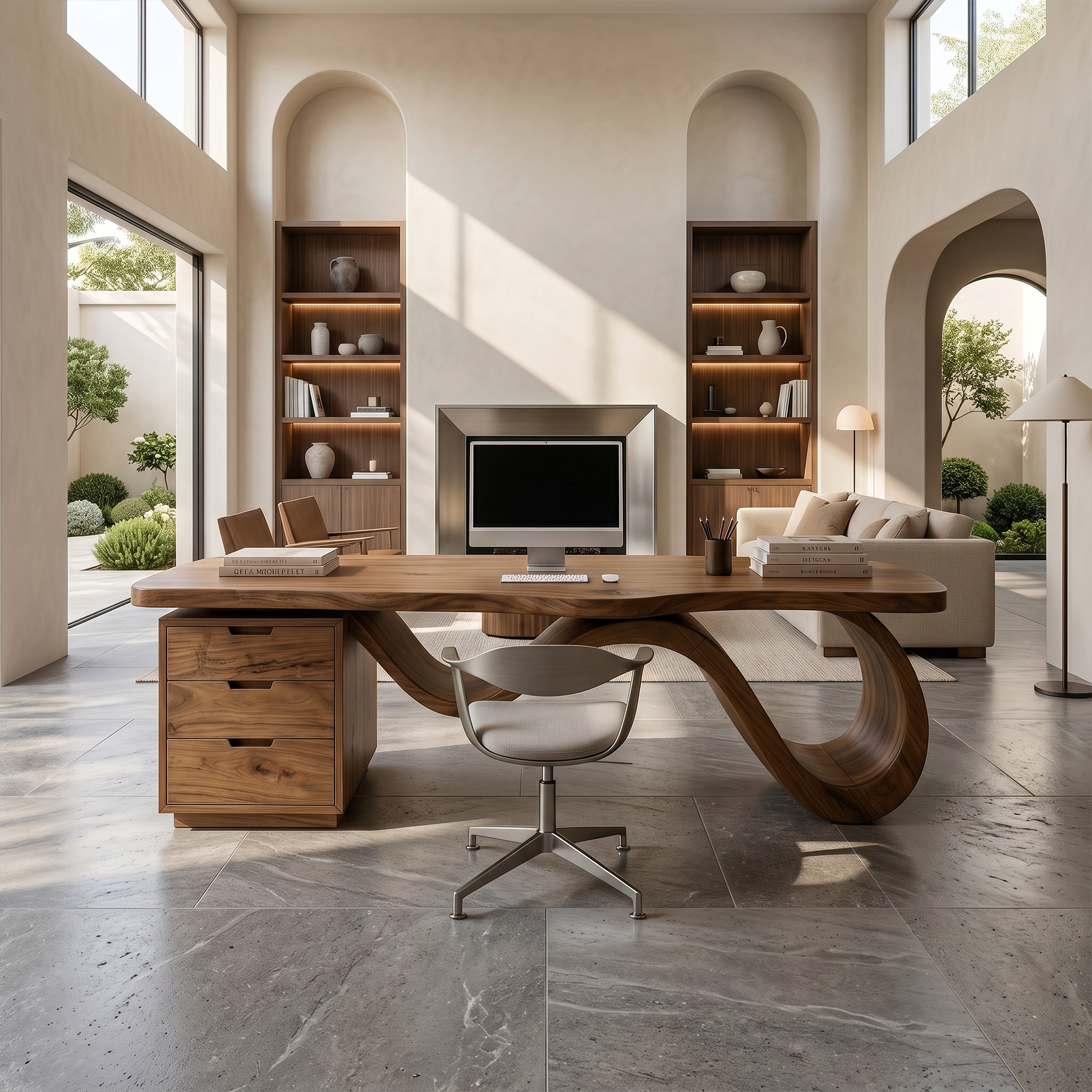 Contemporary Wave Base Executive Desk Design Studio SILDTTRDE025