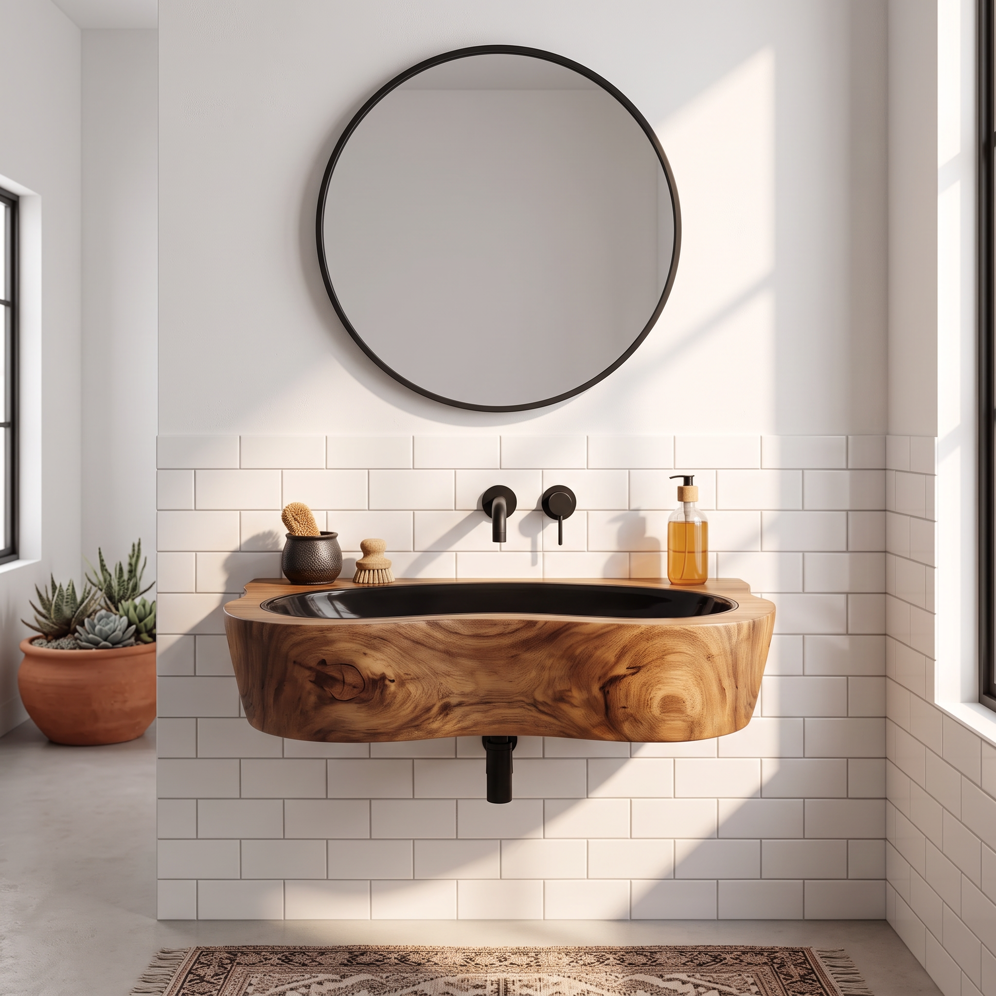 Handcrafted Live Edge Wood Vanity Sink For Natural Bathroom Decor SILDTTRVS027