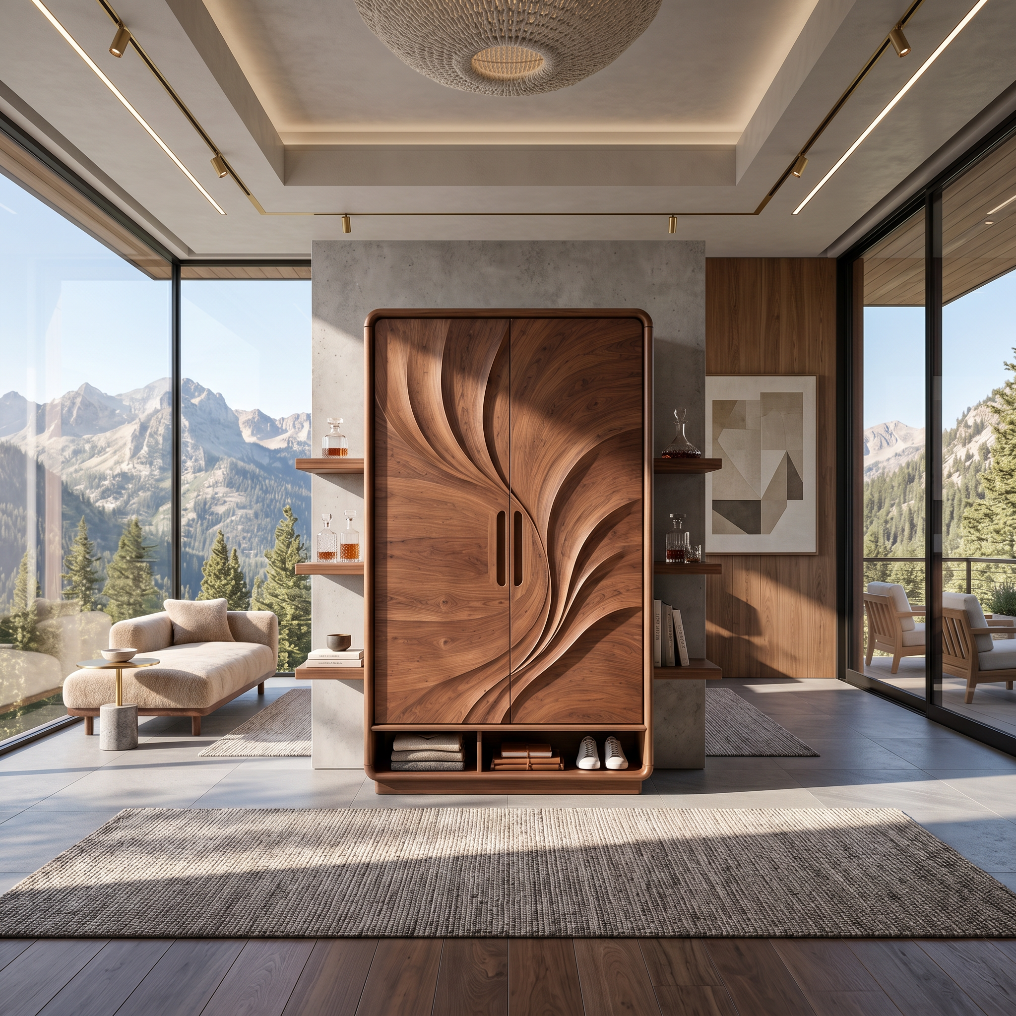 Minimalist Textured Surface Wardrobe For Guest Room Interior SILDTTNWDE004