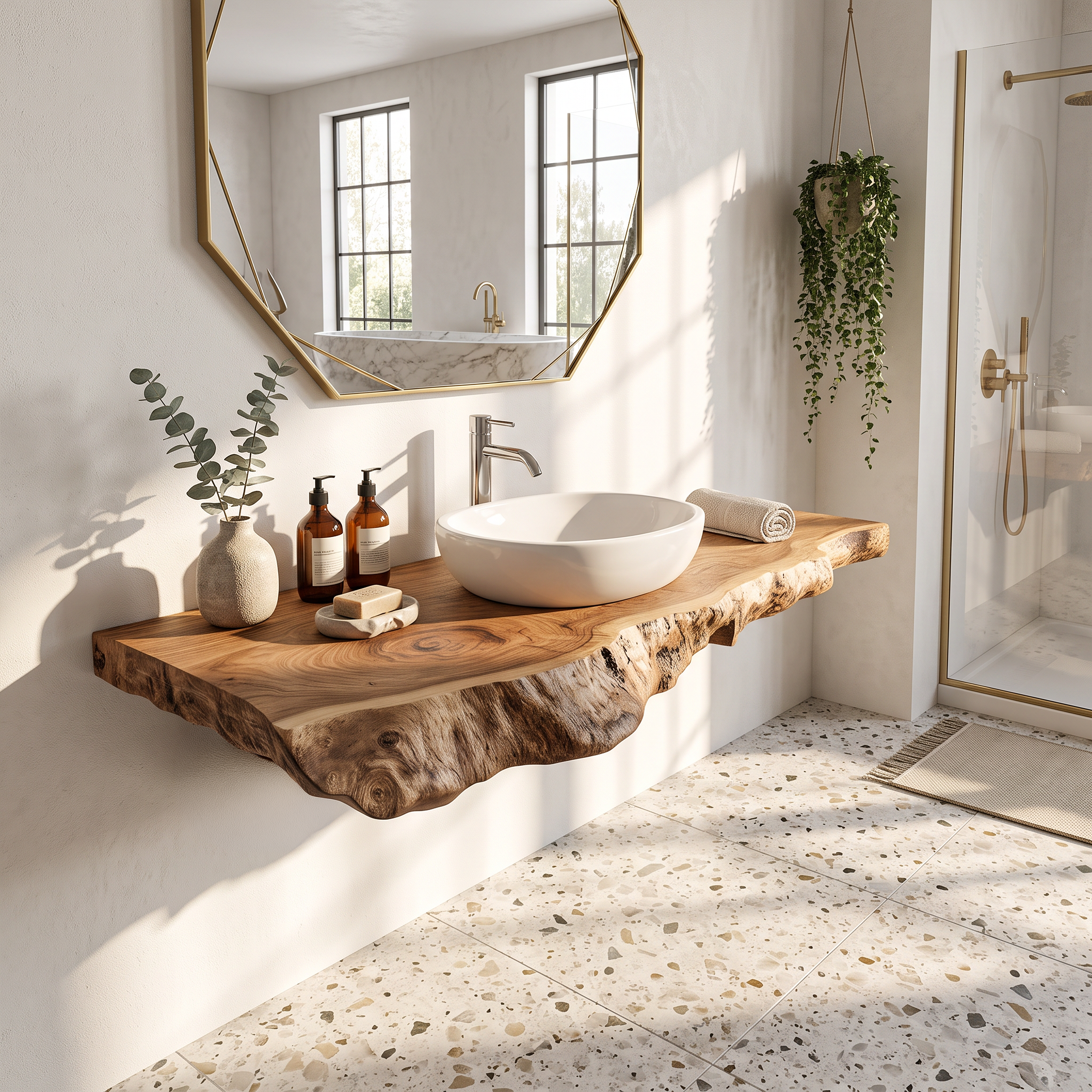 Farmhouse Bathroom Vanity In Solid Wood With Shelf SILDTTRBAS032