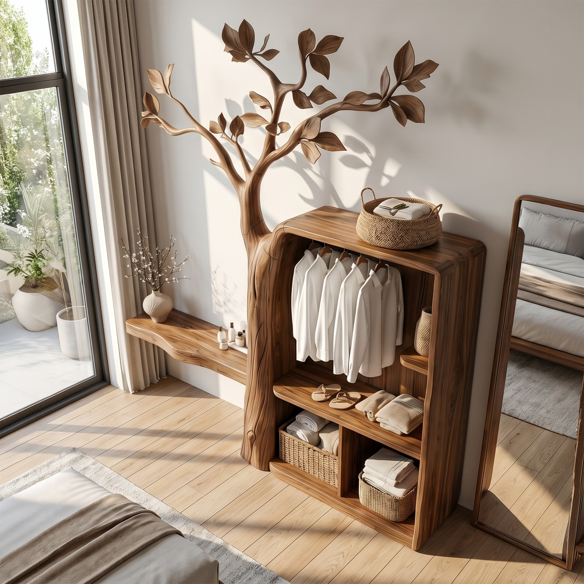 Organic Modern Hanging Clothes Rack Tree Coat Rack Bedroom And Dressing Room SINLSATCR108
