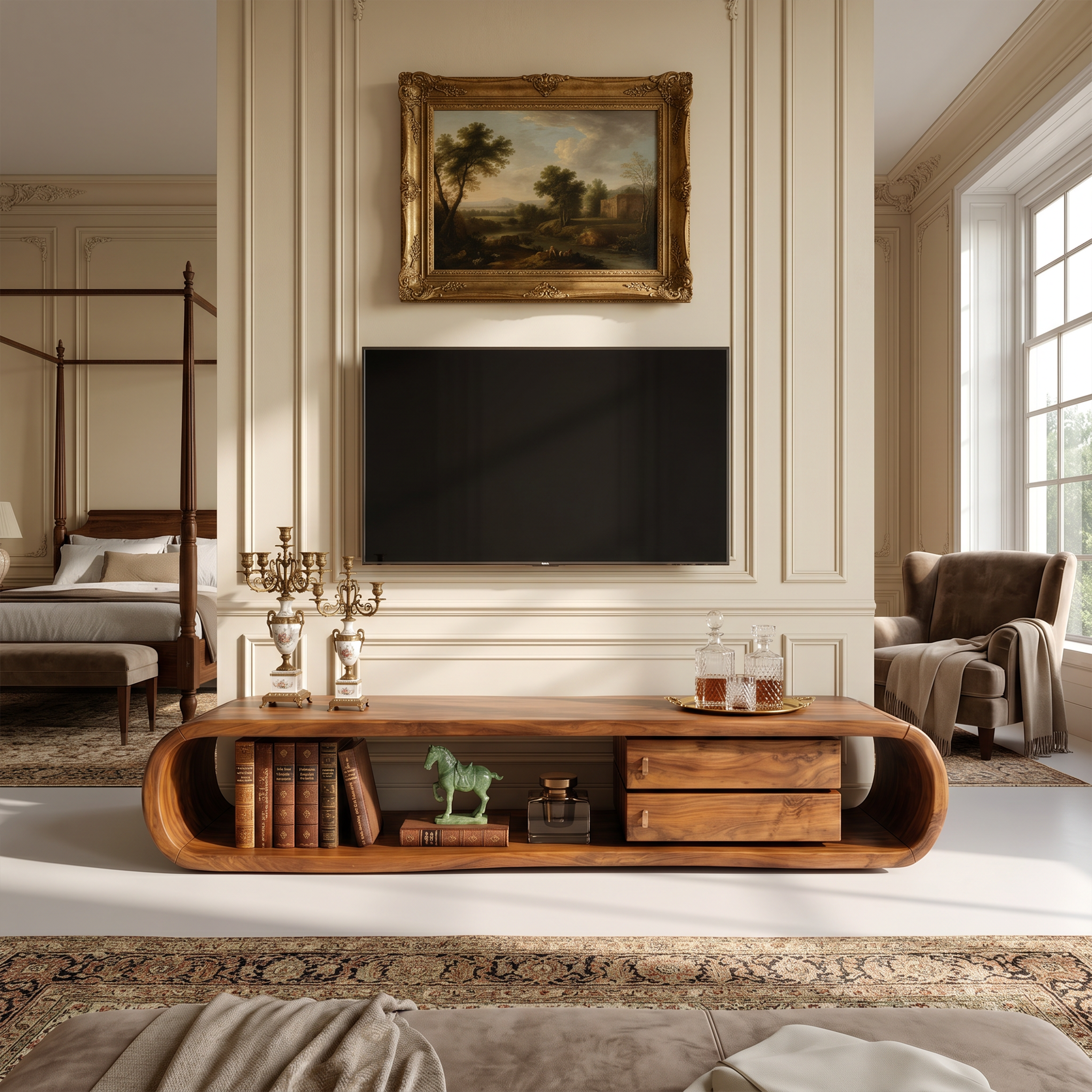 Luxury Monkeypod Media Console For Modern Interior SILDTTRTVC070