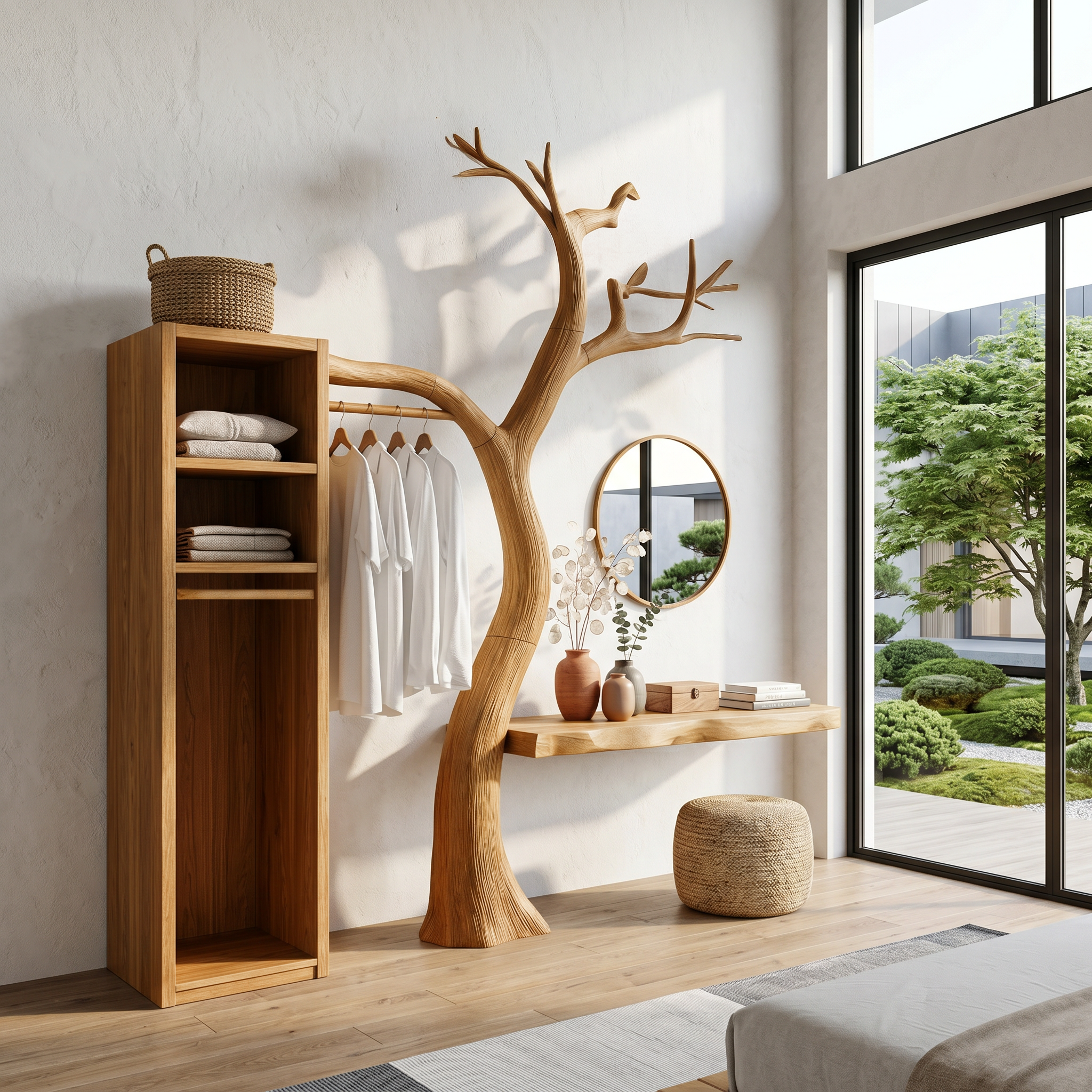 Natural Wardrobe Tree Coat Rack Bedroom And Walk In Closet SINLSATCR109