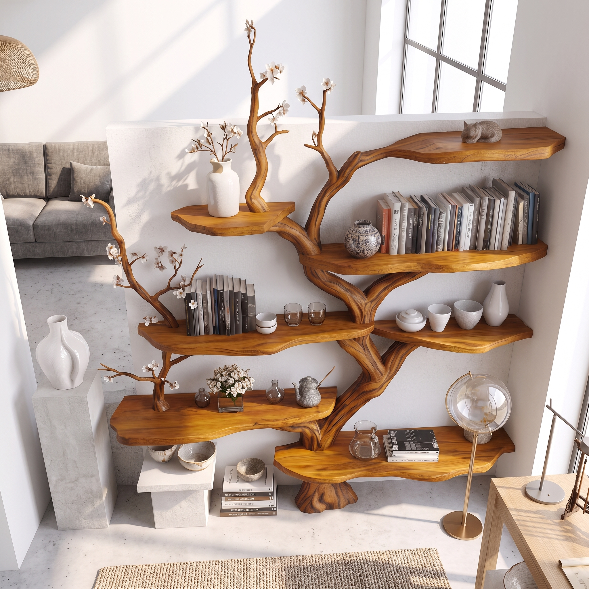 Sculptural Branch Bookcase Living Room Interior Alcove Storage SINLSATB648