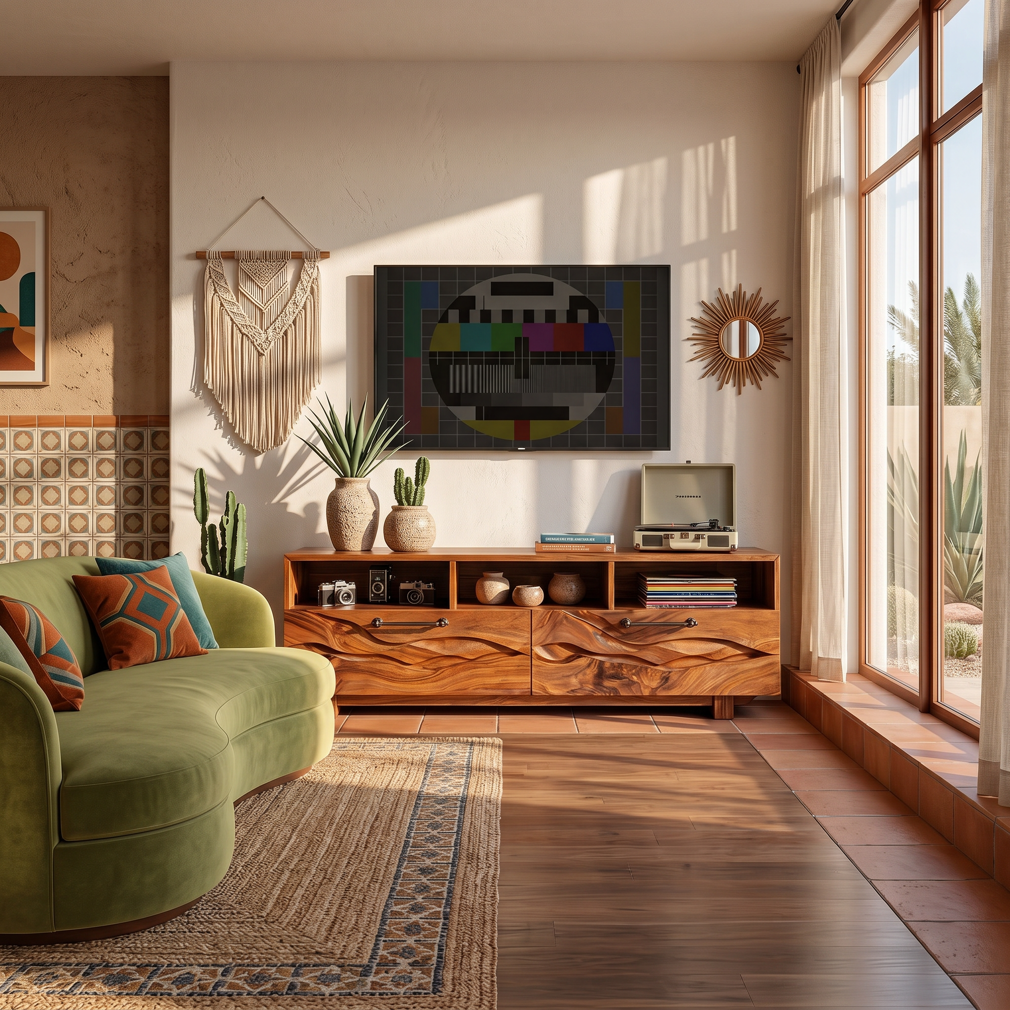 Organic Curved TV Cabinet For Modern Lake House Interior SILDTTRTVC096