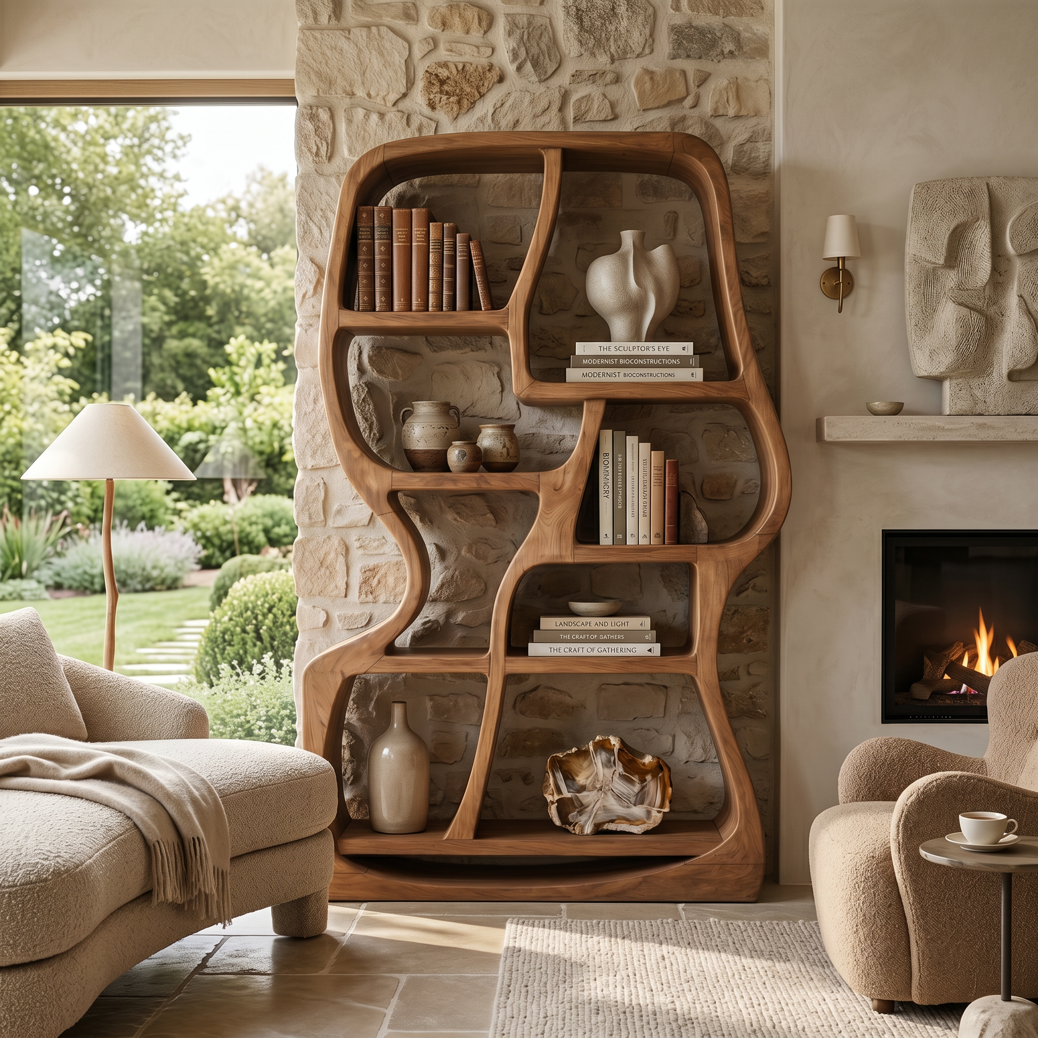 Modern Sculptural Bookshelf For Home Library Display SILDTTNBS037