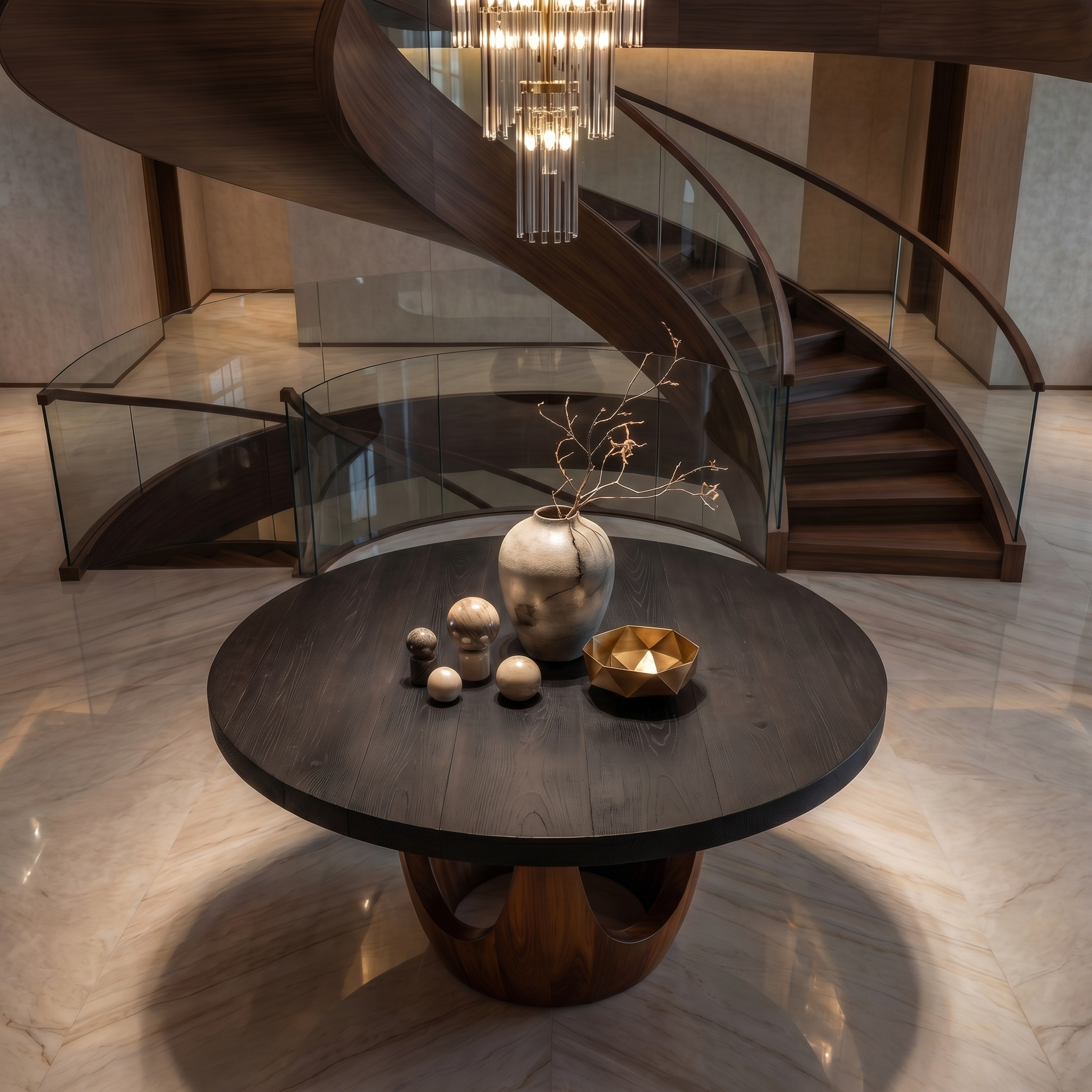 Modern Luxury Round Foyer Table For Entryway And Lobby SINLSAFT023