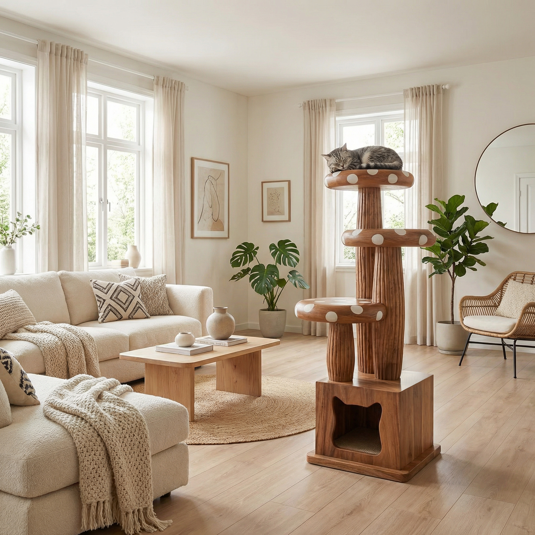 Modern Mushroom Cat Tower For Living Room And Cat Room SINLSATT122