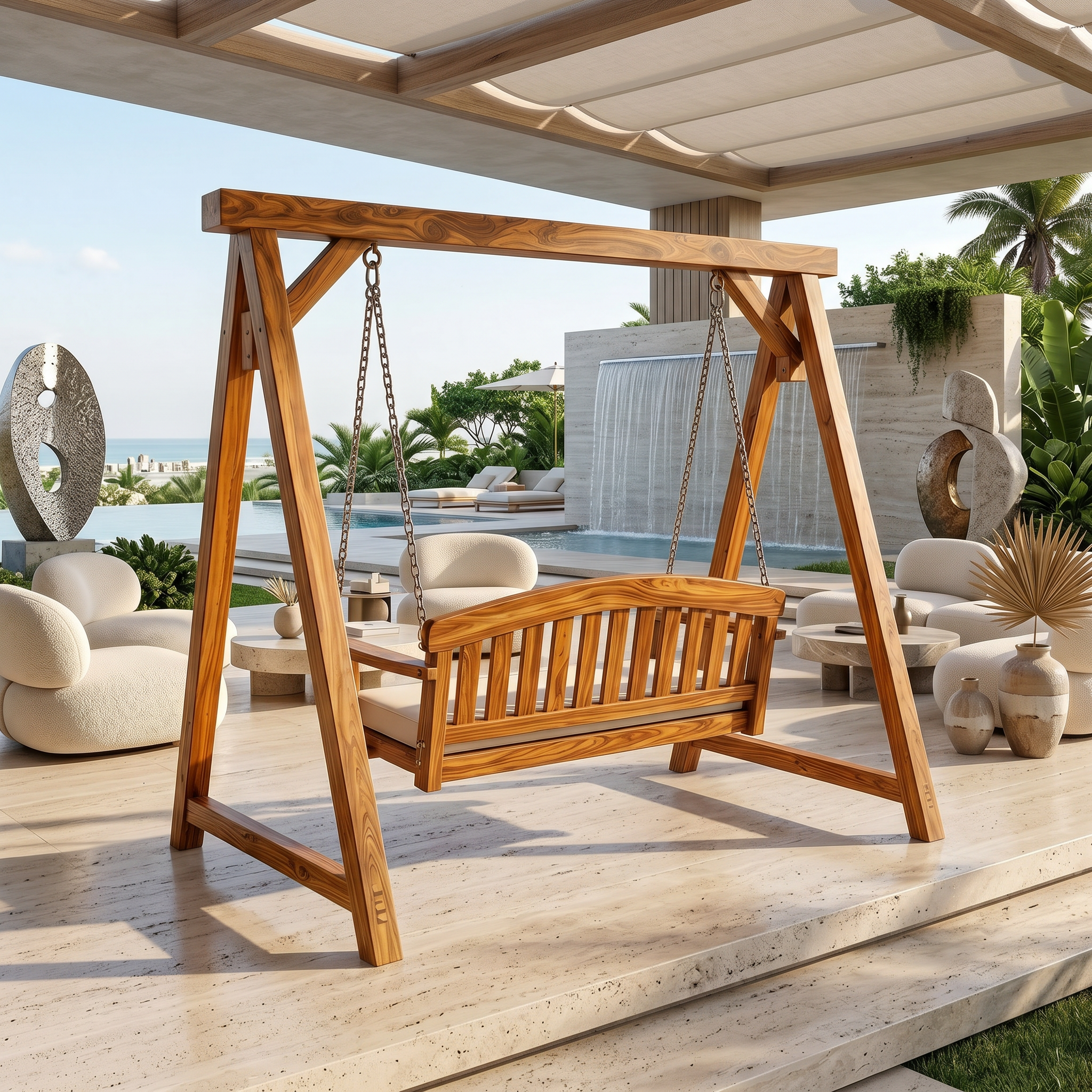 Modern Wooden Porch Swing Penthouse Living Space SILDTTRSWI012