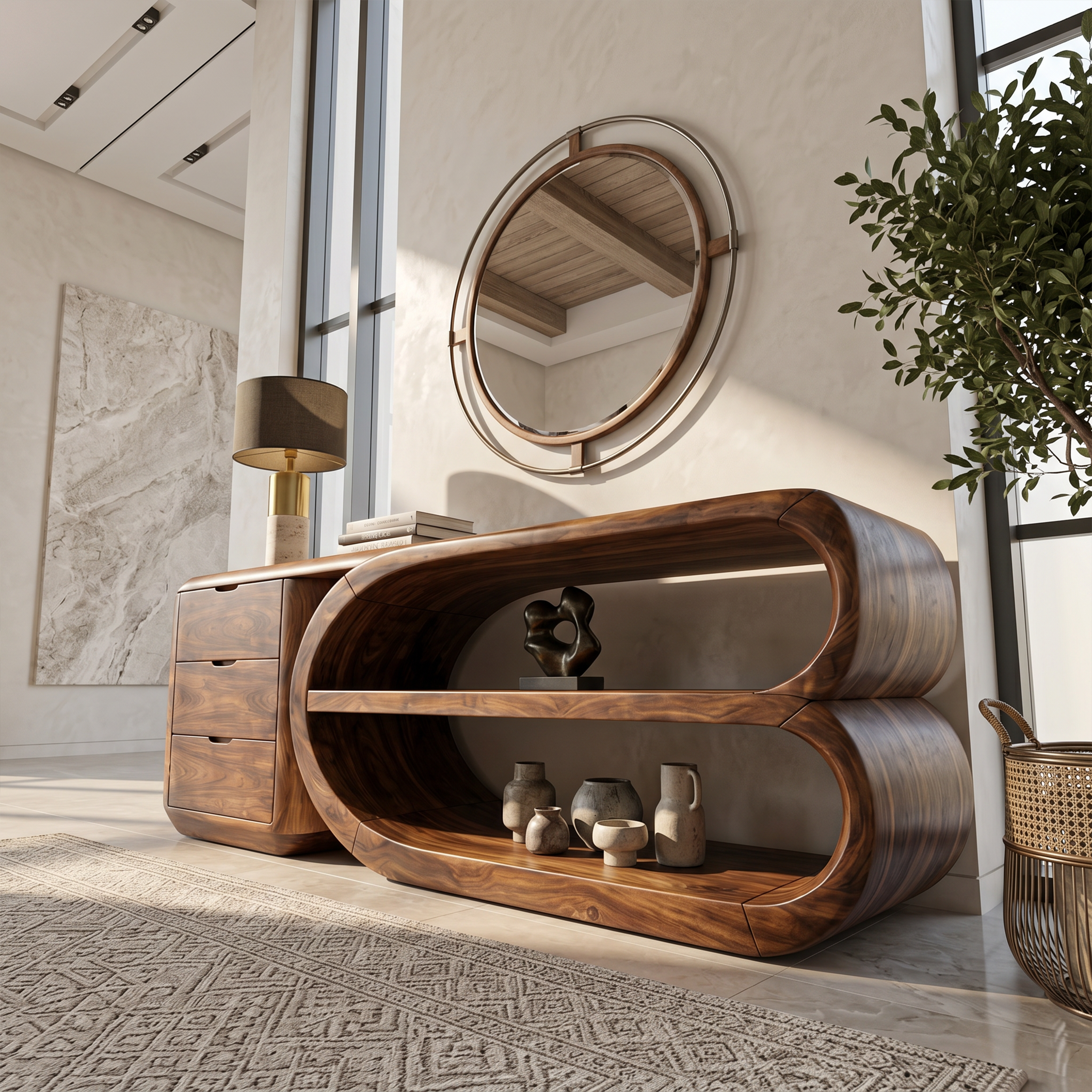 Organic Geometric Console Table Luxury Entryway SILDTTRCS102