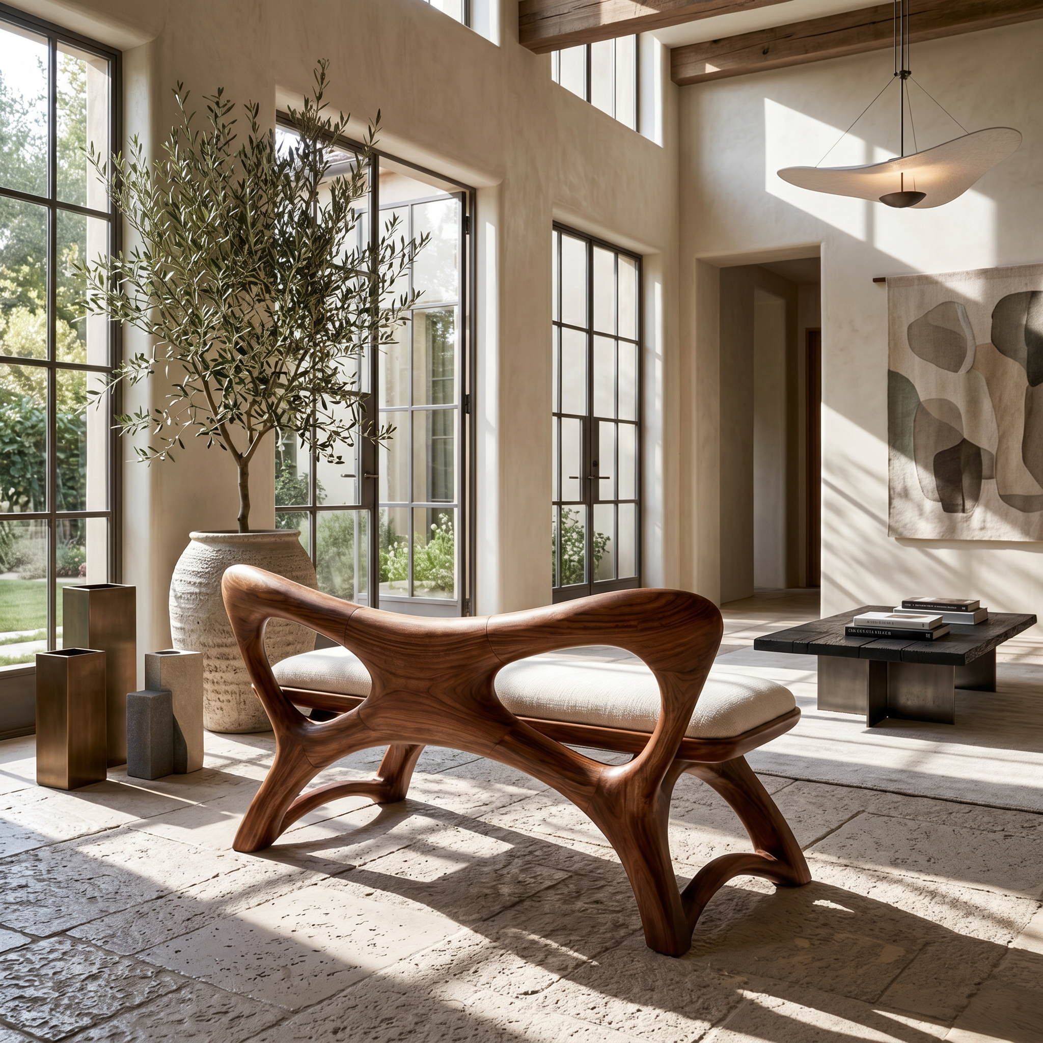 Organic Modern Wooden Bench Luxury Entryway SILDTTRBEN053