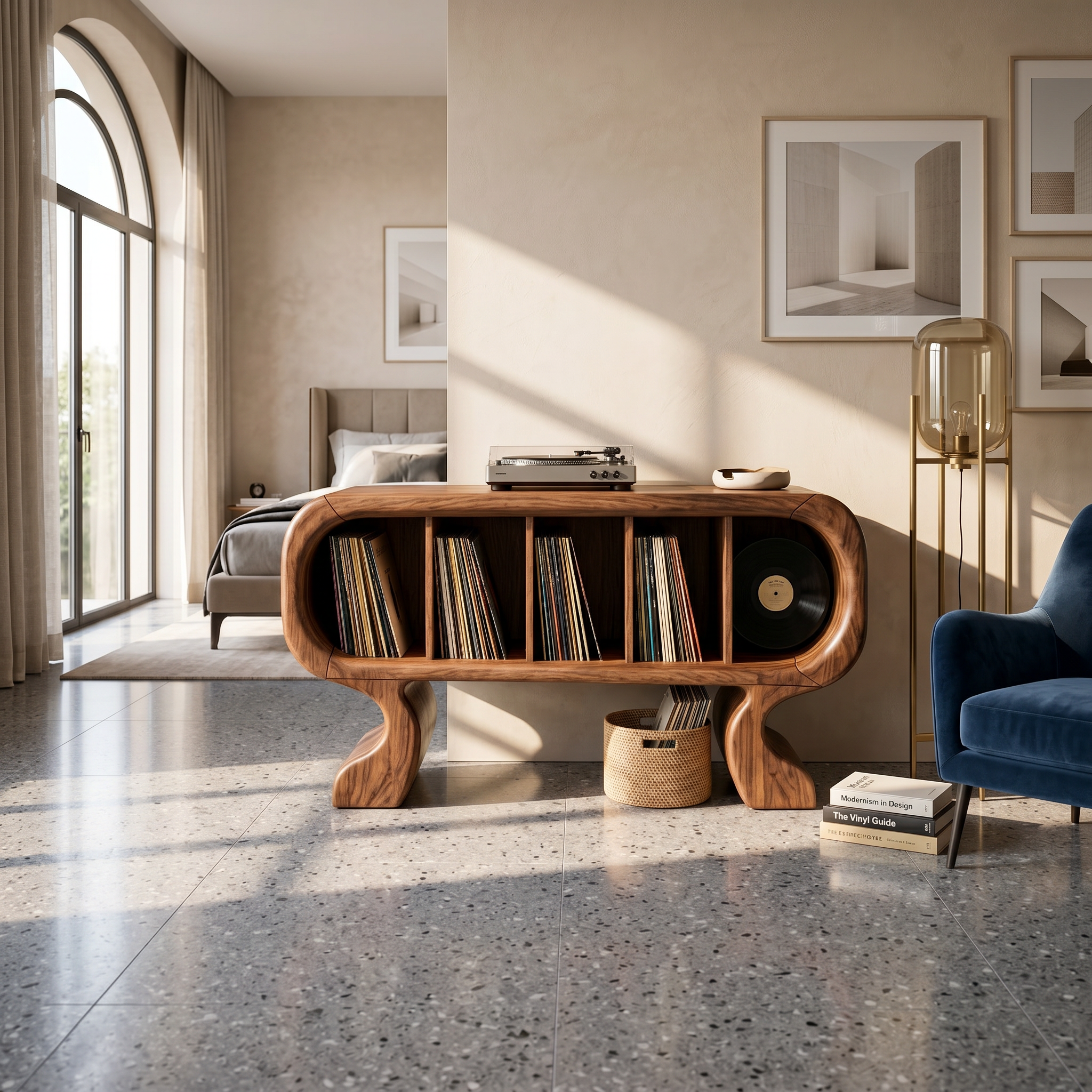 Contemporary Curved Record Player Stand Luxury Suite SILDTTRRPT039