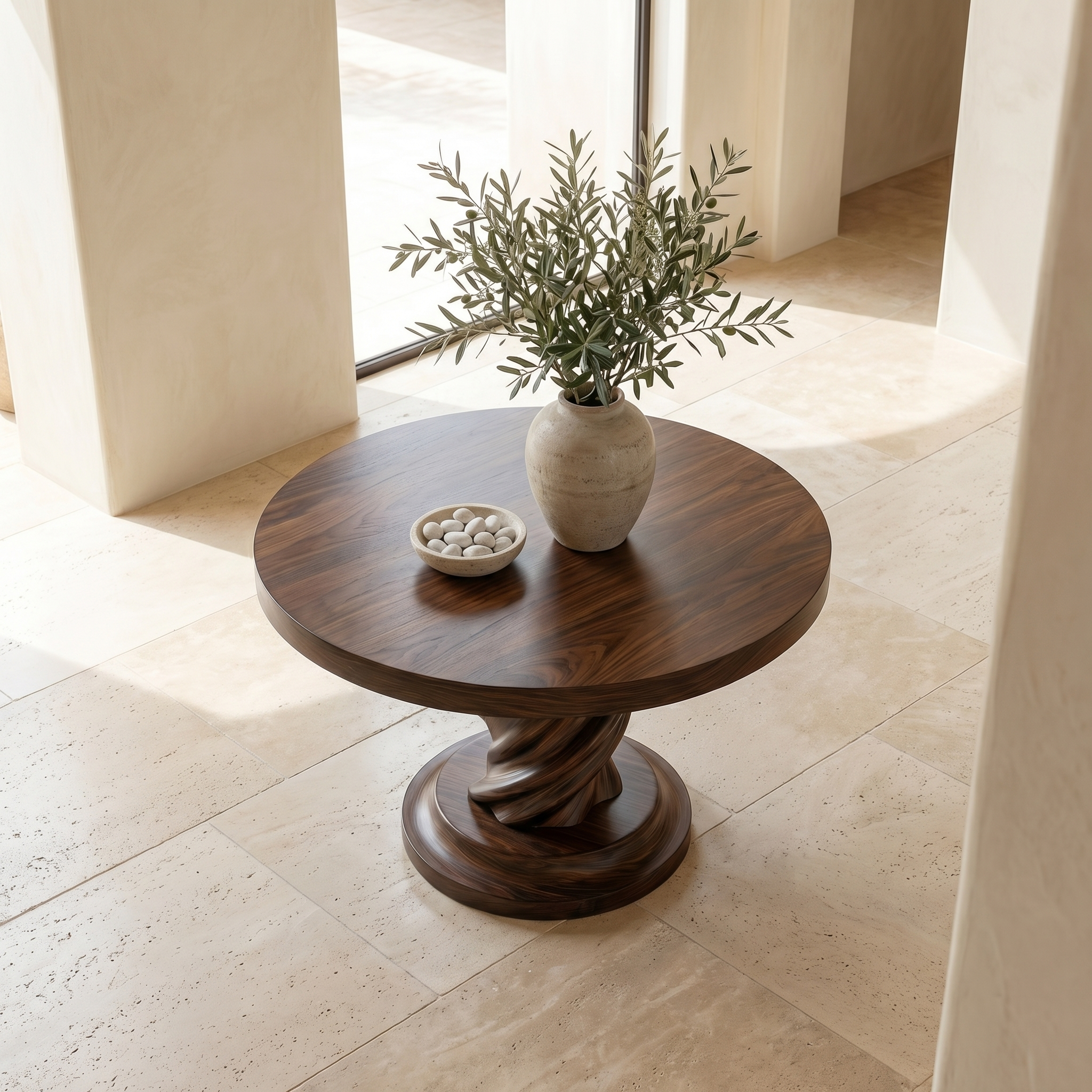 Modern Luxury Spiral Round Foyer Table For Entryway And Lobby SINLSAFT026
