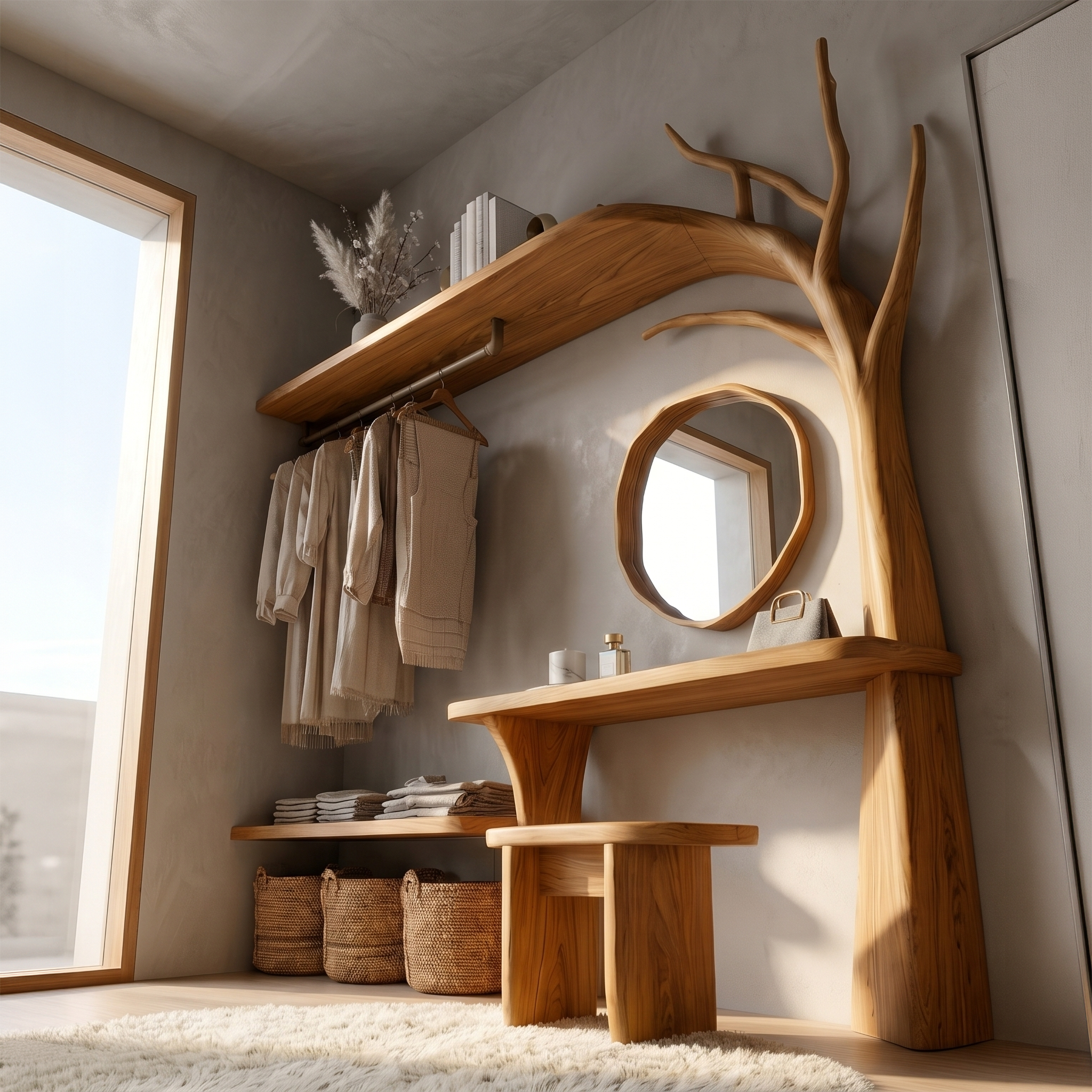 Organic Tree Coat Rack Wardrobe Vanity Bedroom And Dressing Room SINLSATCR115