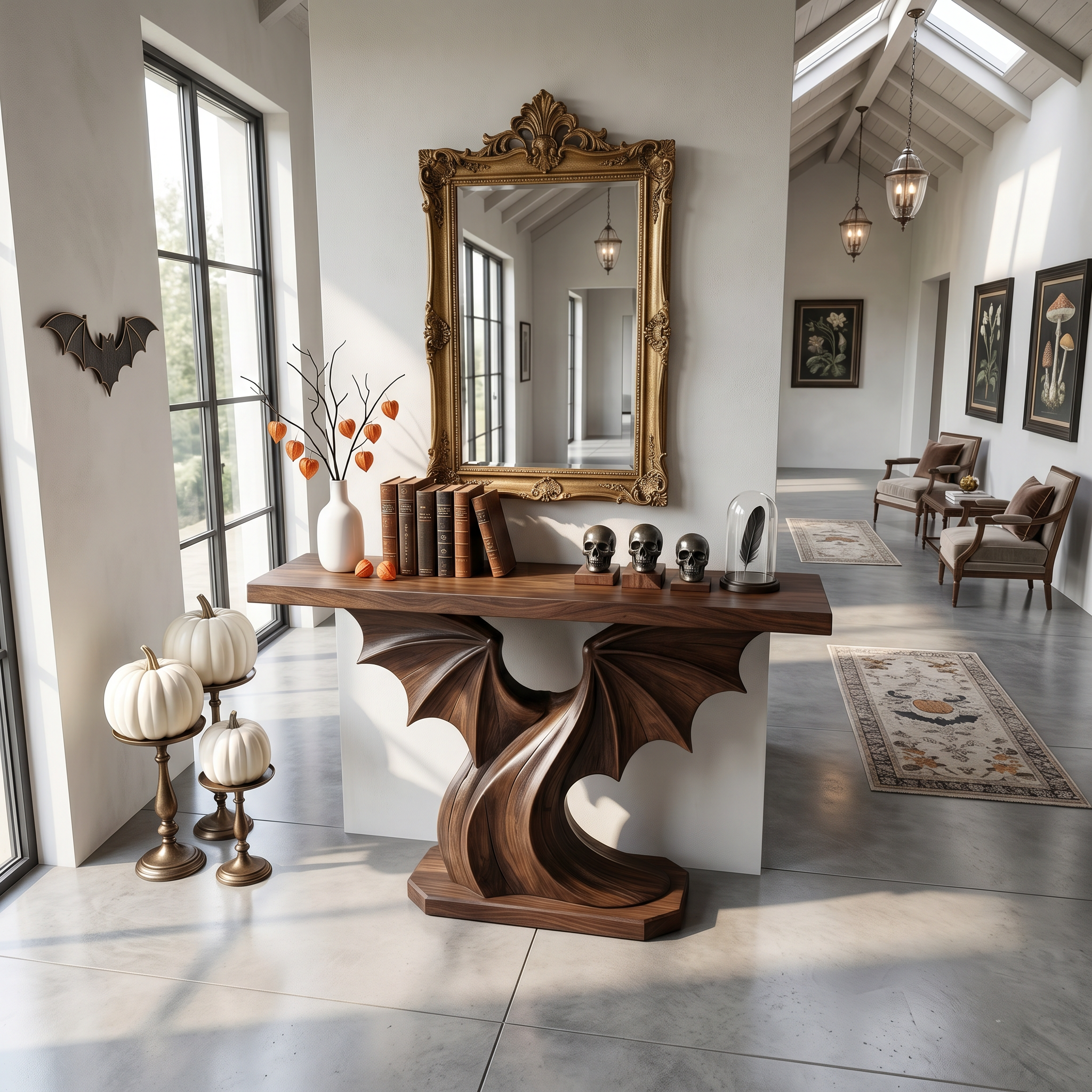 Modern Console Table Handcrafted Organic Sculptural Design For Entryway Hallway SINLSACS678