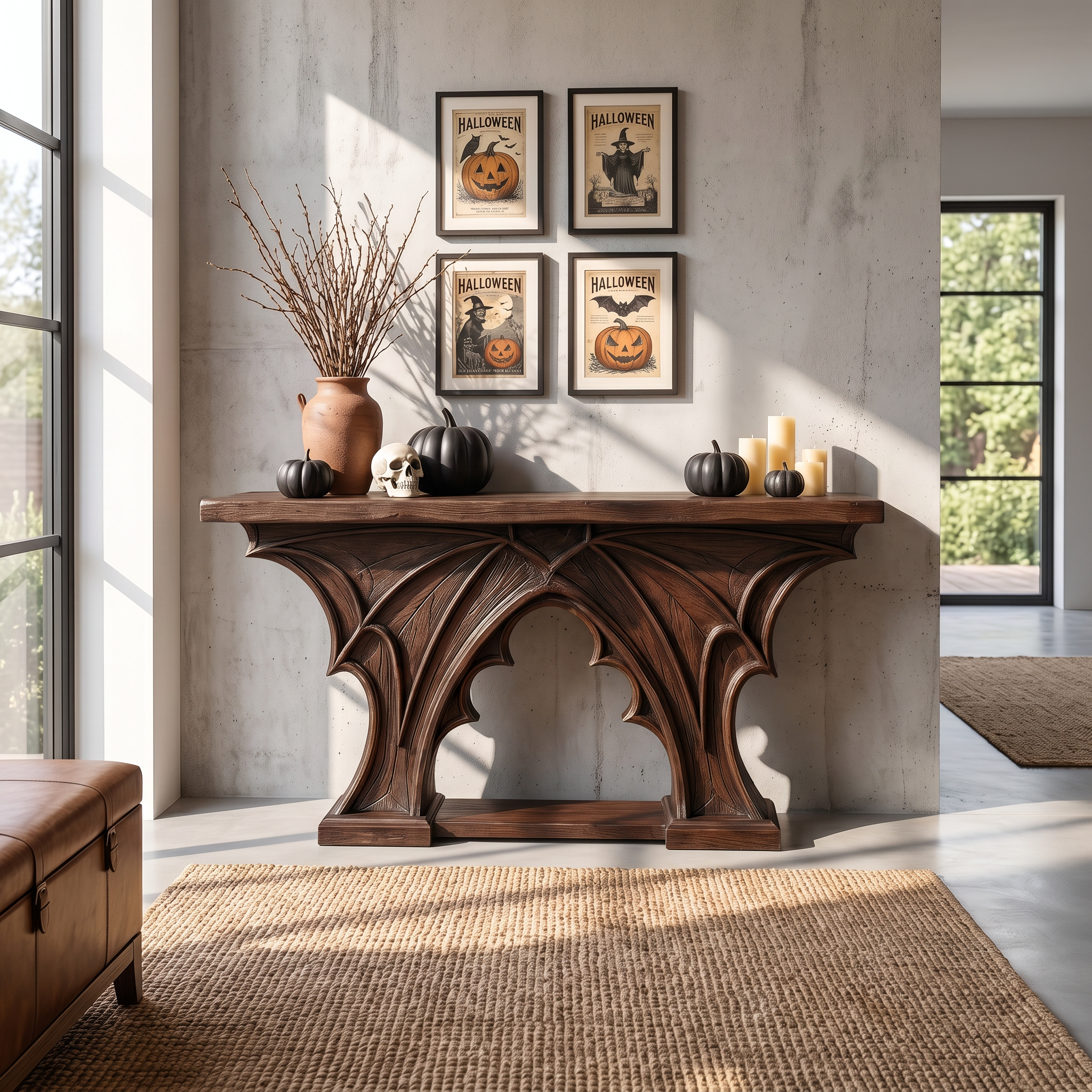 Rustic Console Table Handcrafted Live Edge Design For Hallway SINLSACS680