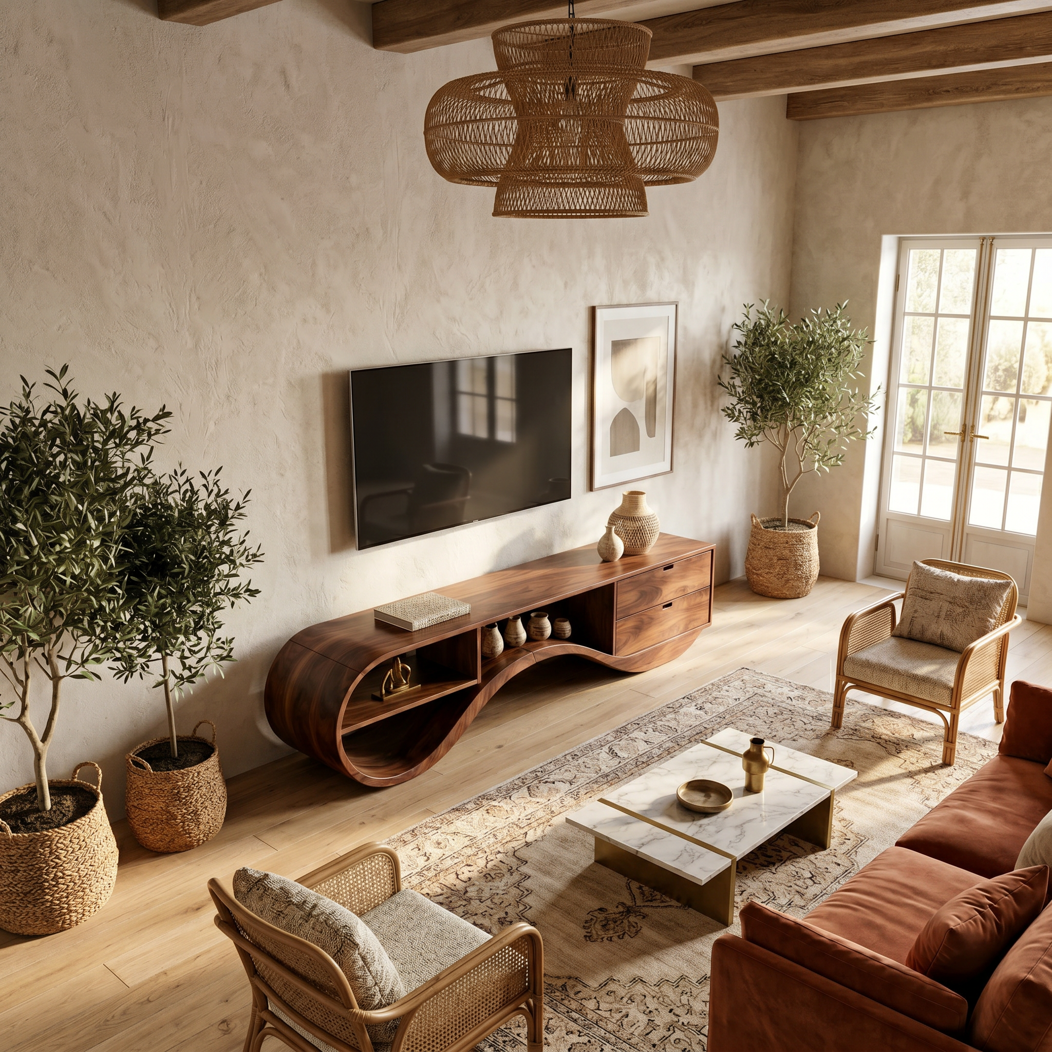 Minimalist Organic TV Console For Home Theater SILDTTNTVC133