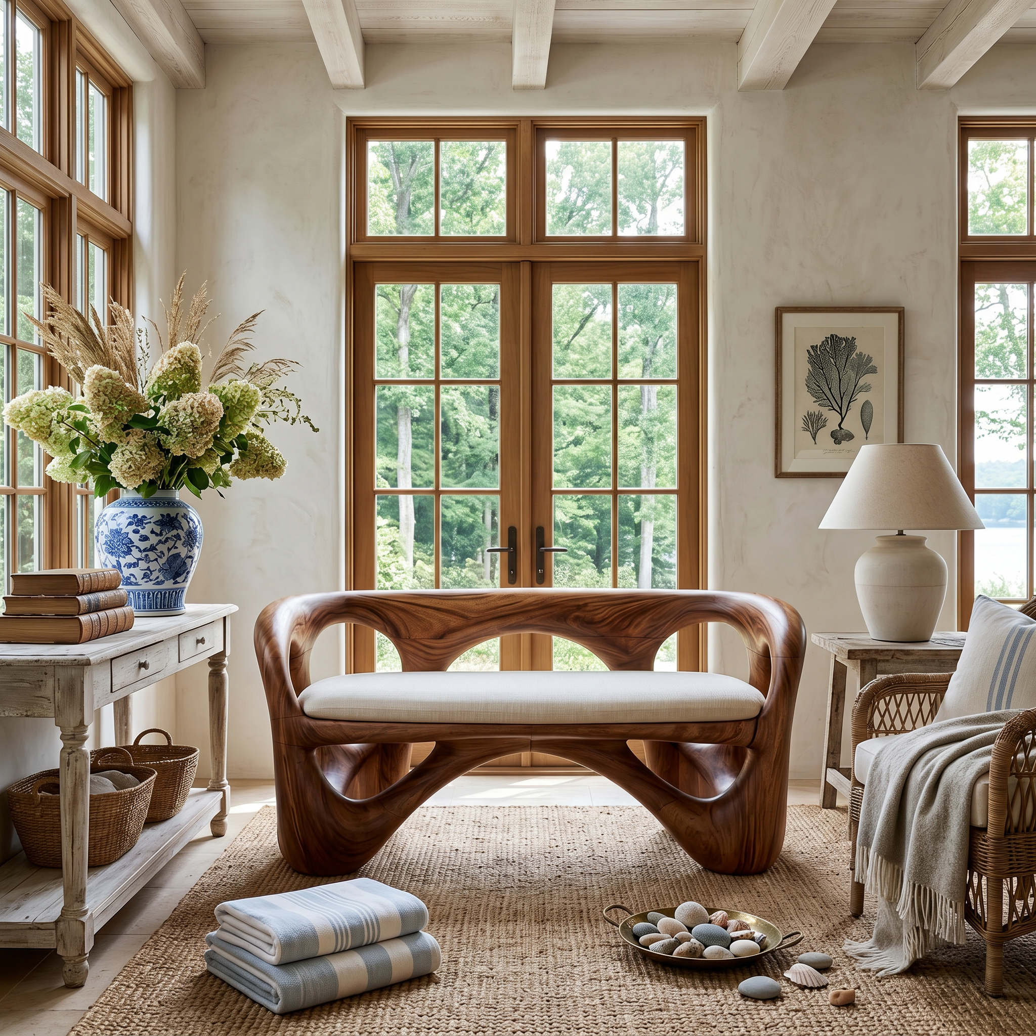 Organic Wooden Bench Contemporary Sunroom SILDTTRBEN080