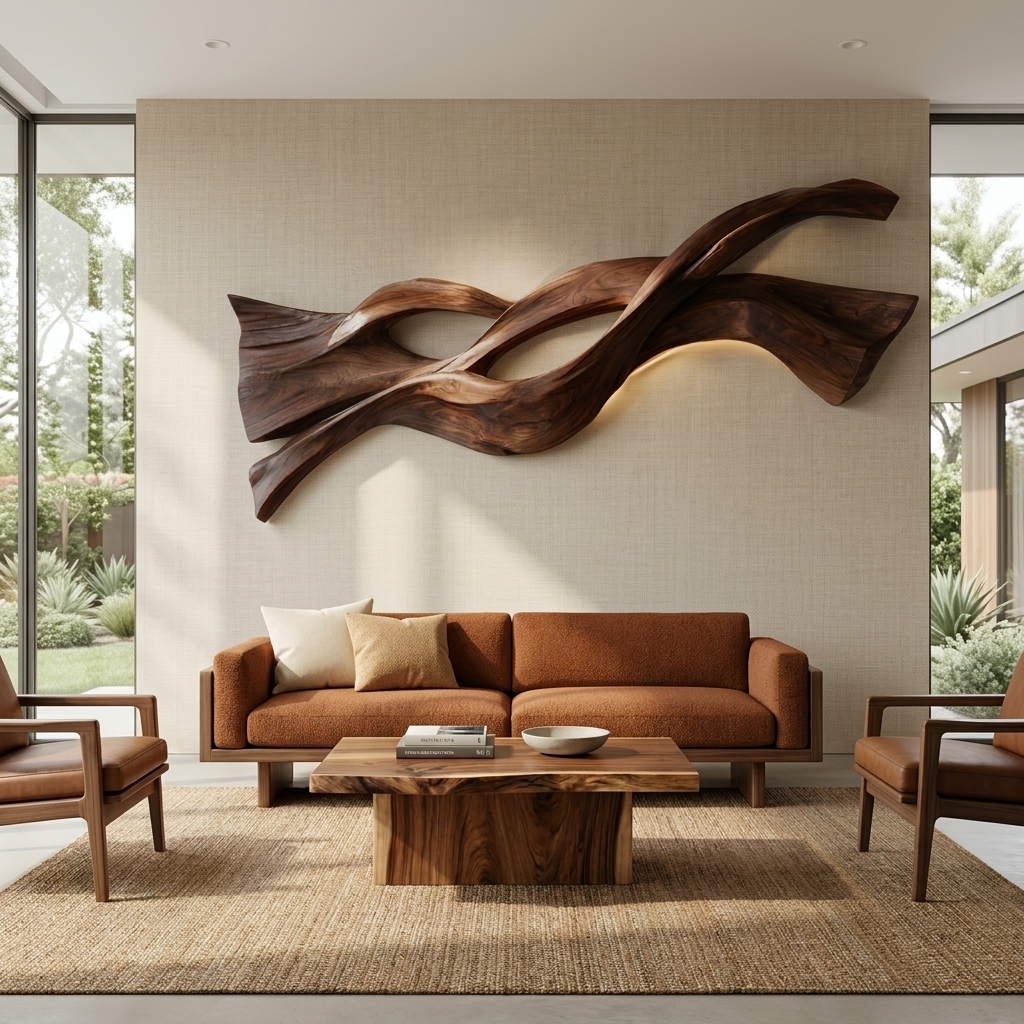Contemporary Wood Wall Art Flowing Design For Living Room RTTHHNWA181