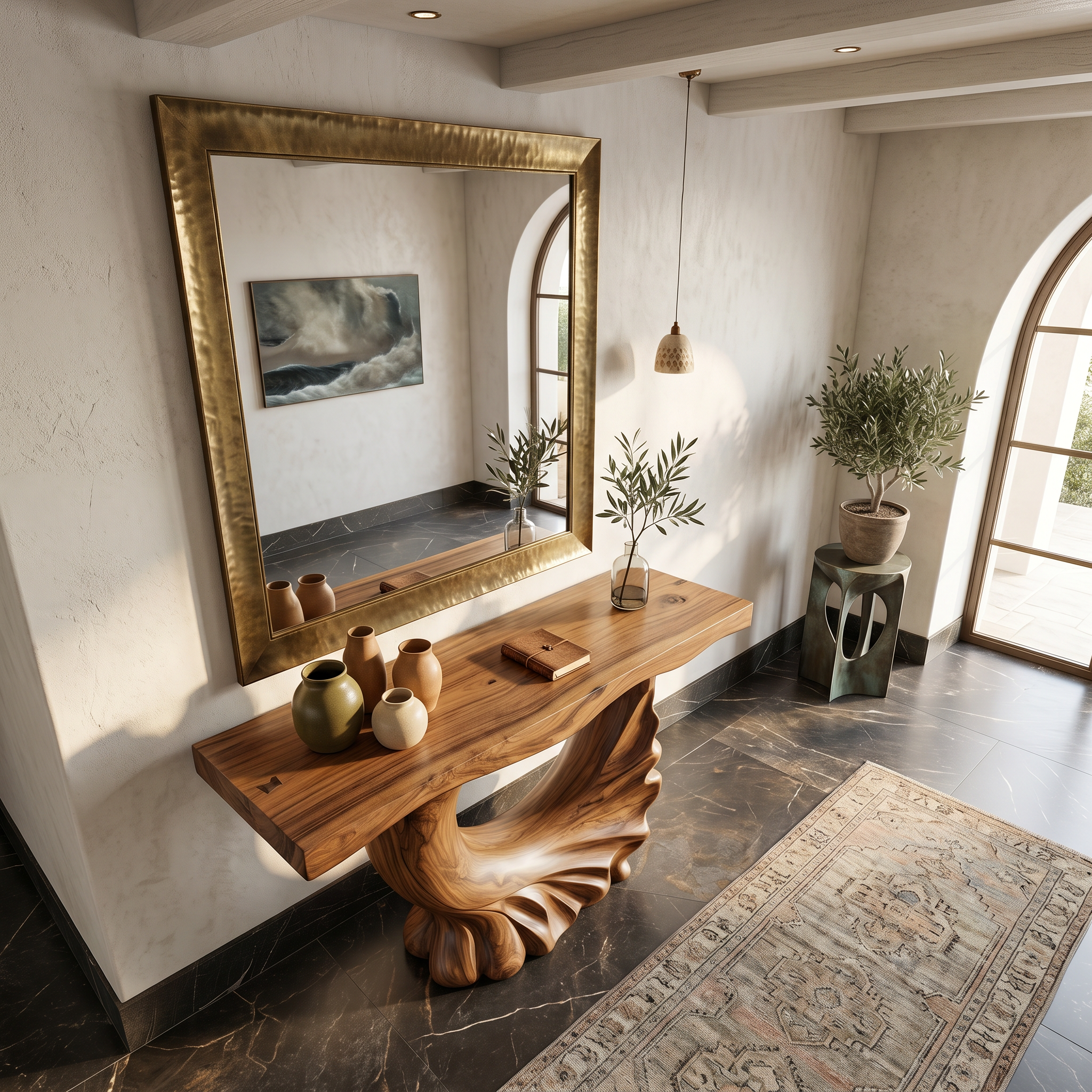 Modern Console Table With Ring Form Pedestal Base For Living Room SINLSACS630