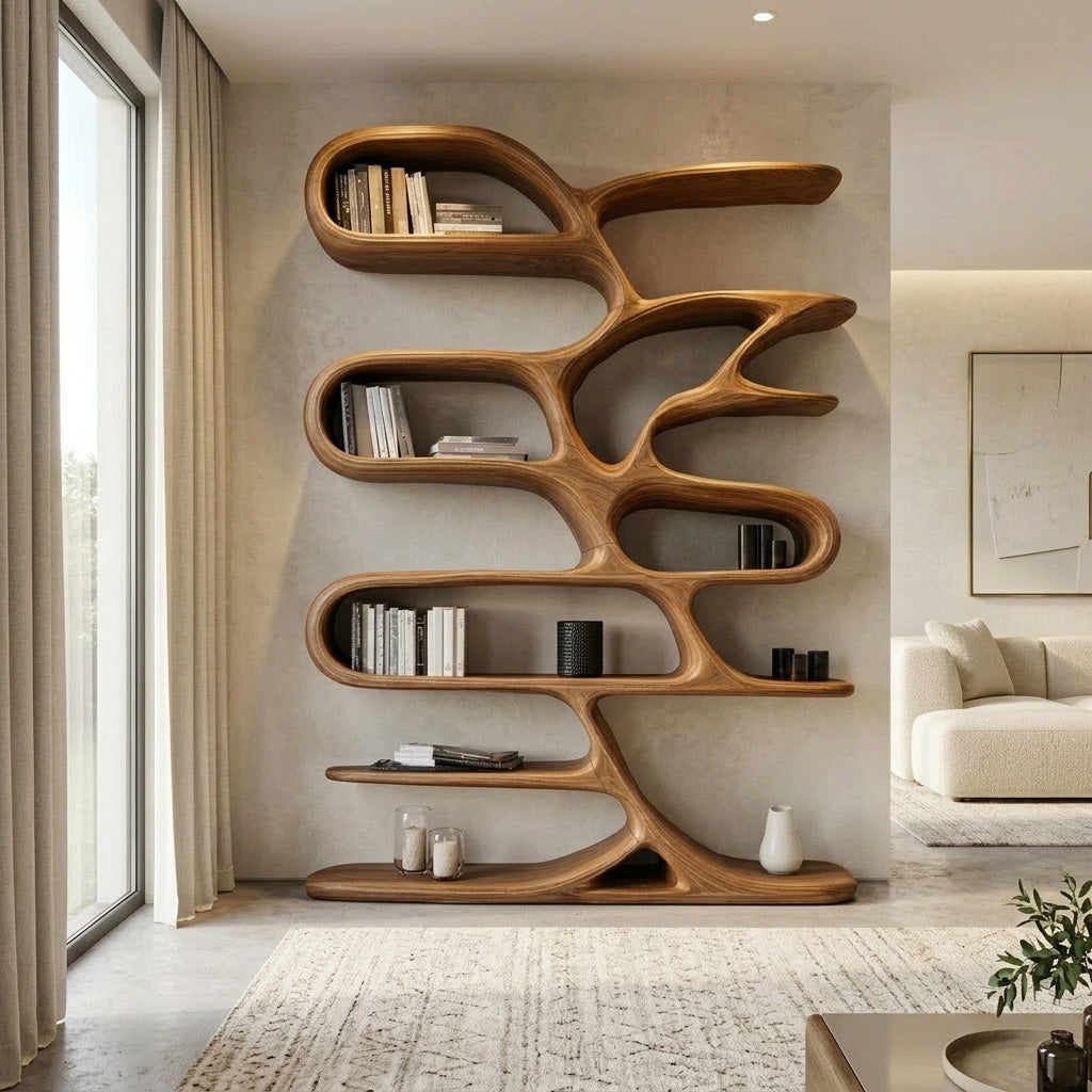 Contemporary Wooden Bookcase For Minimalist Living Room Decor RTTHHNBS158