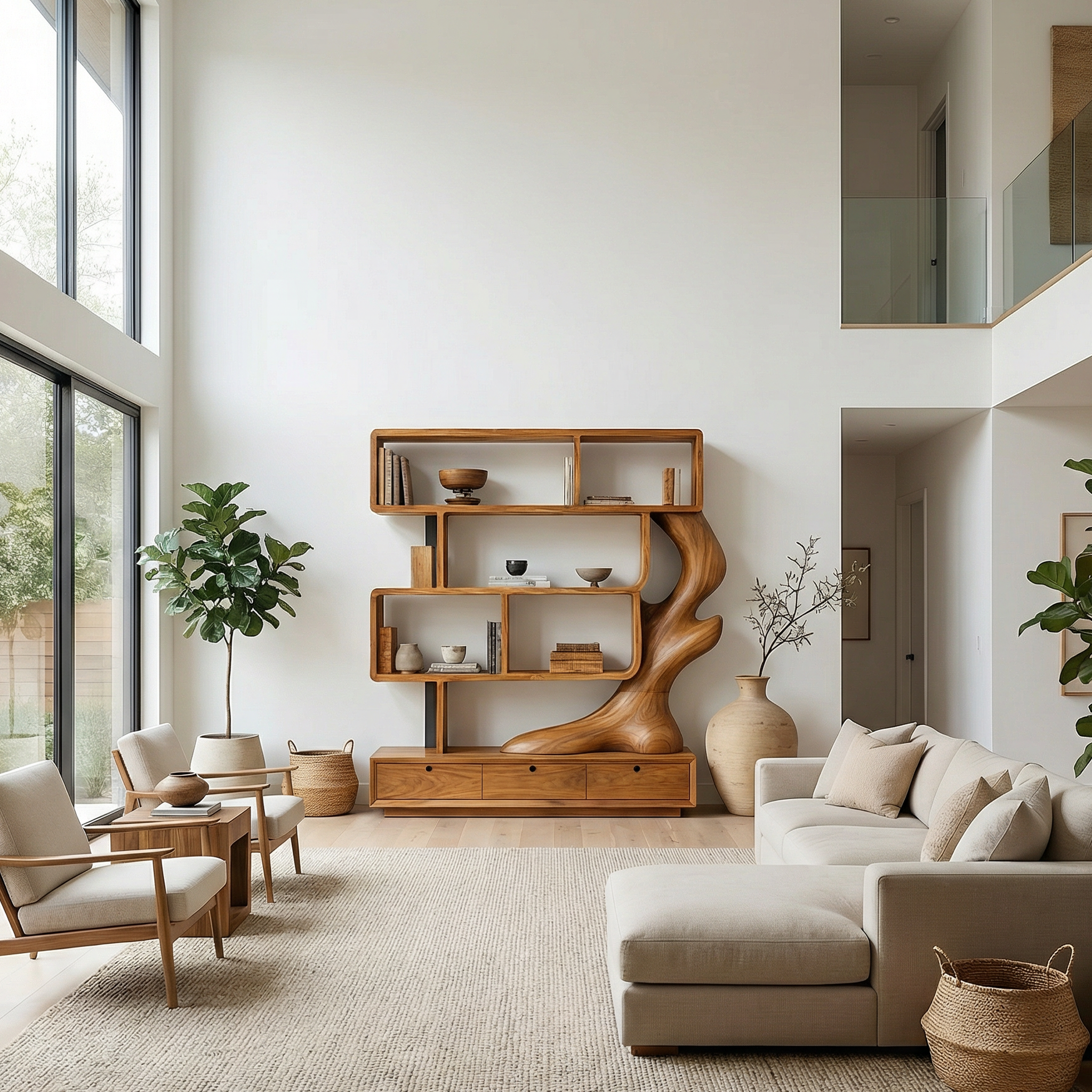 Contemporary Wooden Bookcase With Storage For Living Room SINLSABS009