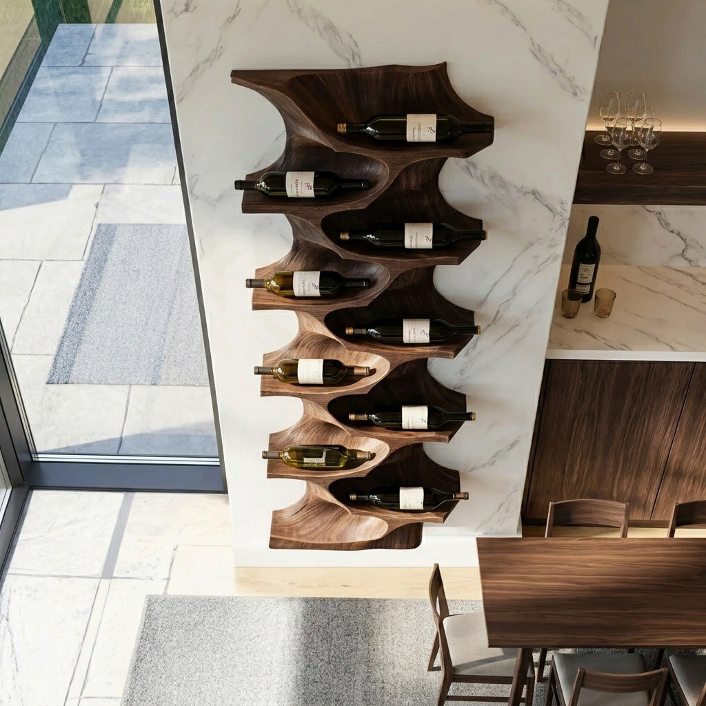 Contemporary Natural Wood Wine Rack For Dining Room Wall Display RTTHHNWH009