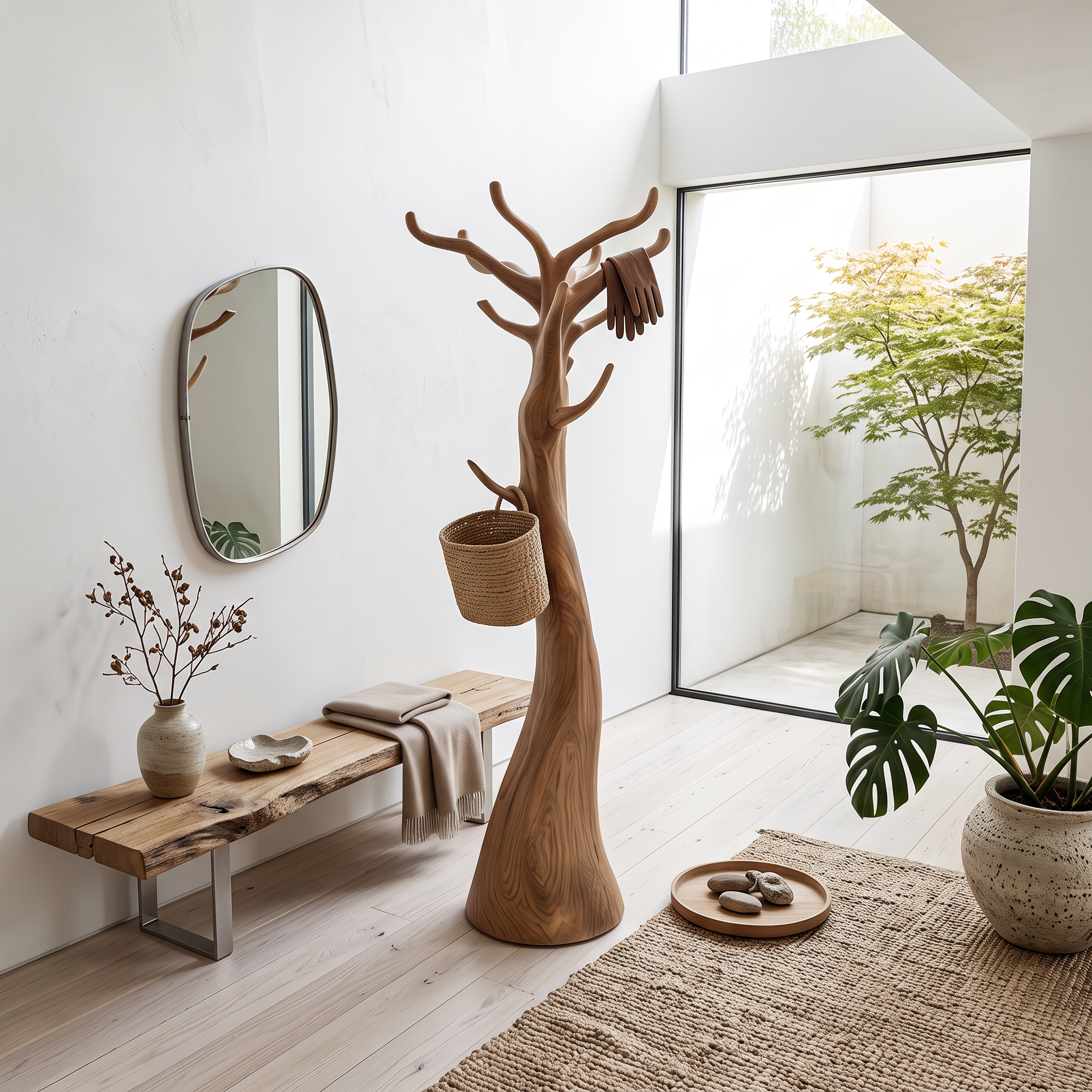 Rustic Tree Coat Stand Christmas Holiday Natural Room Display SINLSATCR078