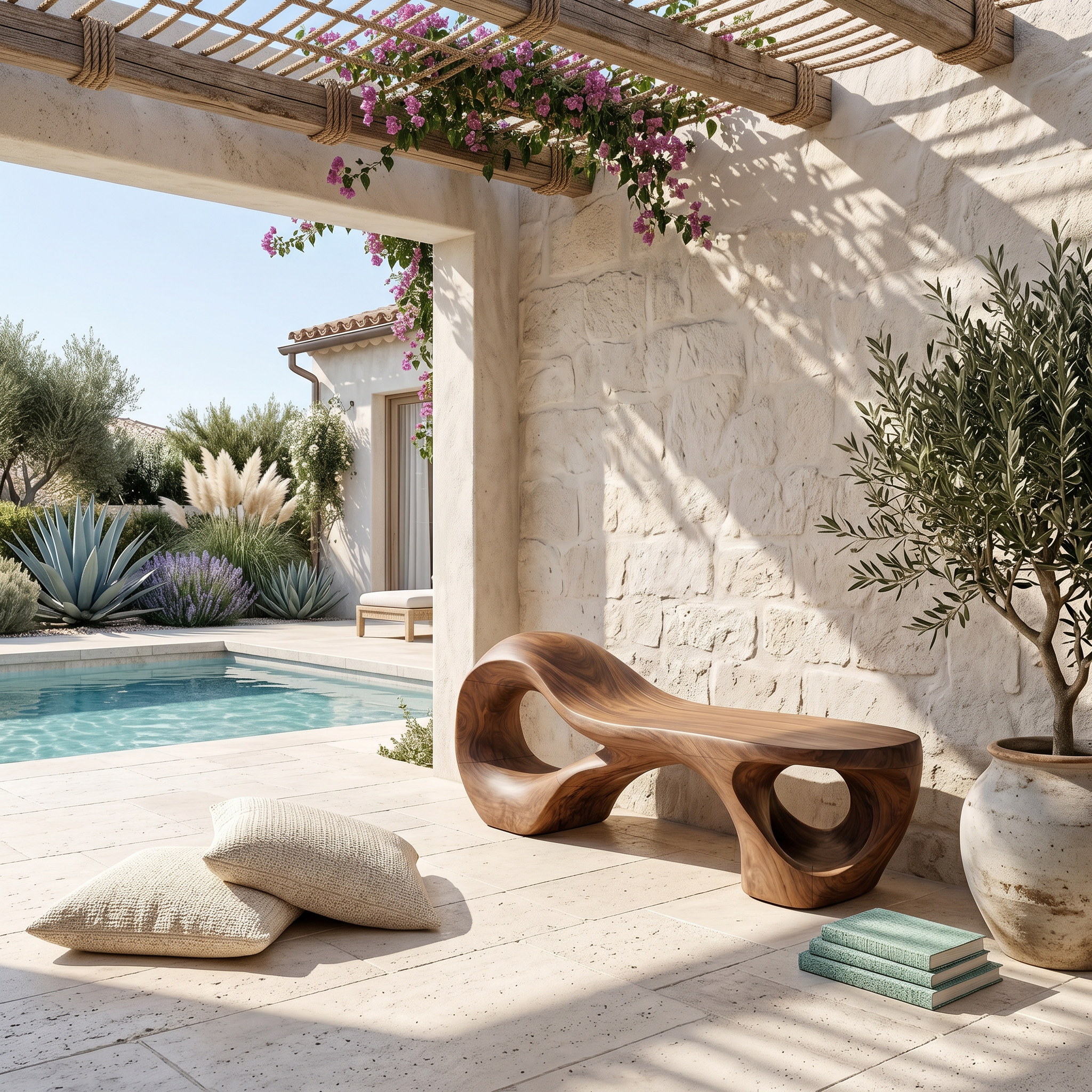 Contemporary Arched Cutout Bench For Courtyard Interior Area SILDTTNBEN021