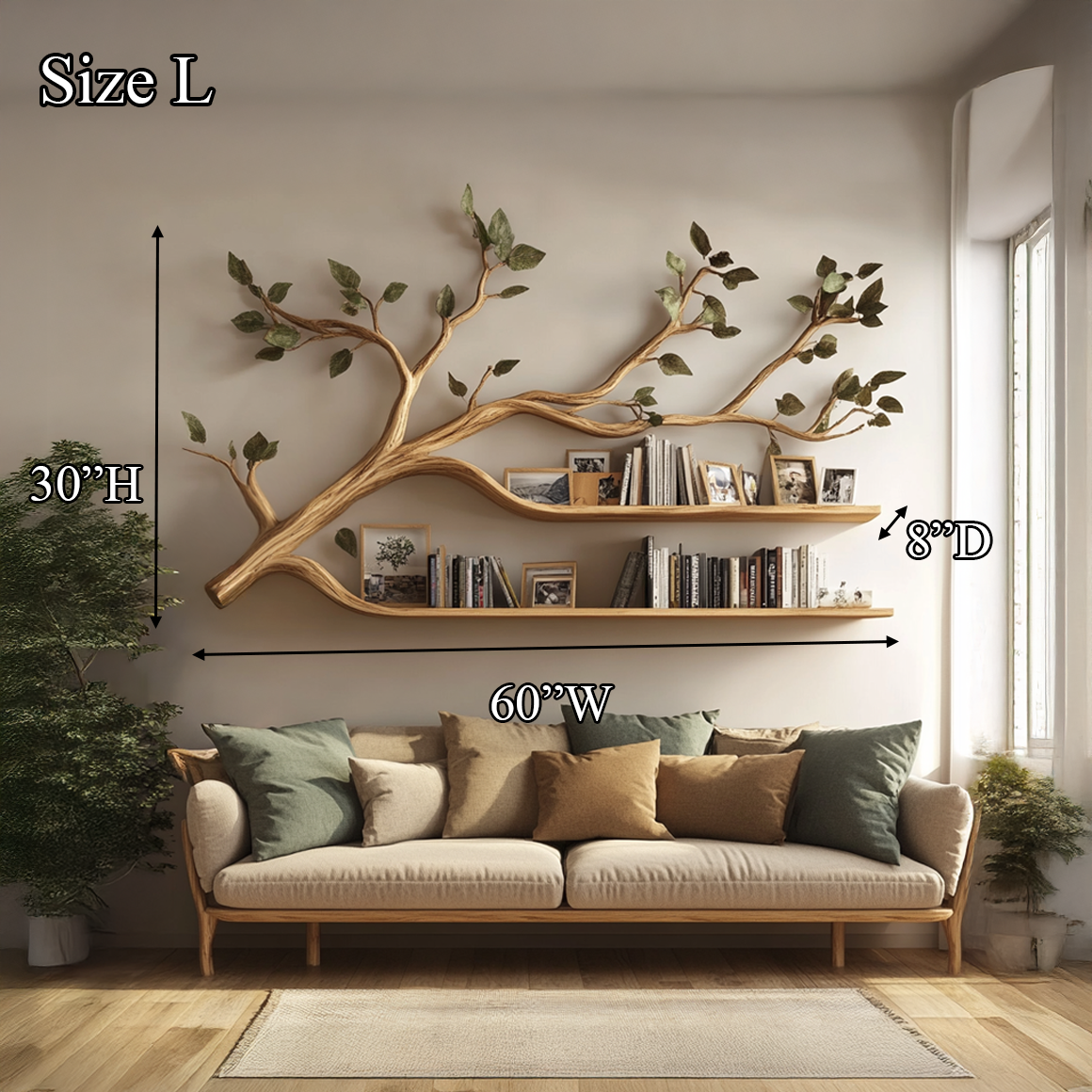 Rustic Artistic Tree Bookshelf Living Room Display SINLSATBS034