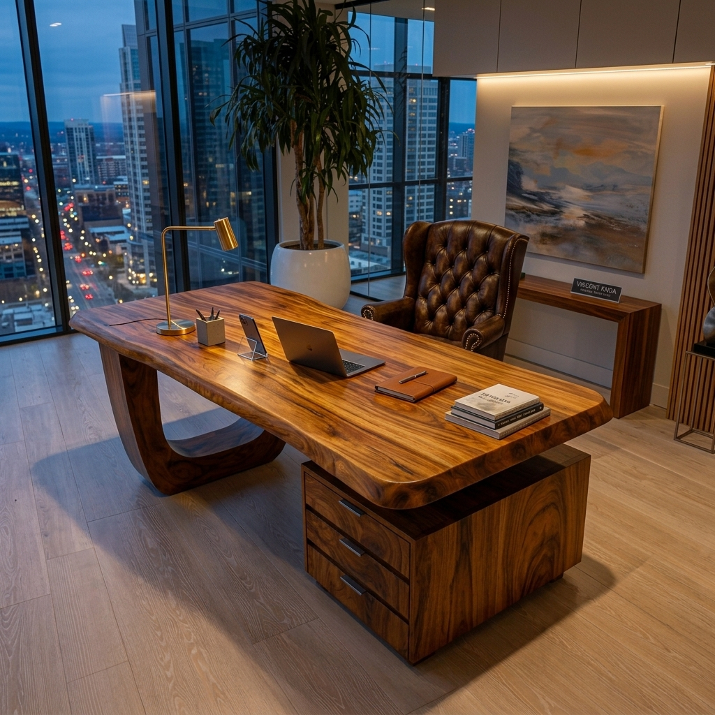 Minimalist Wooden Desk With Drawers For Home Workspace RTTHTTDE069
