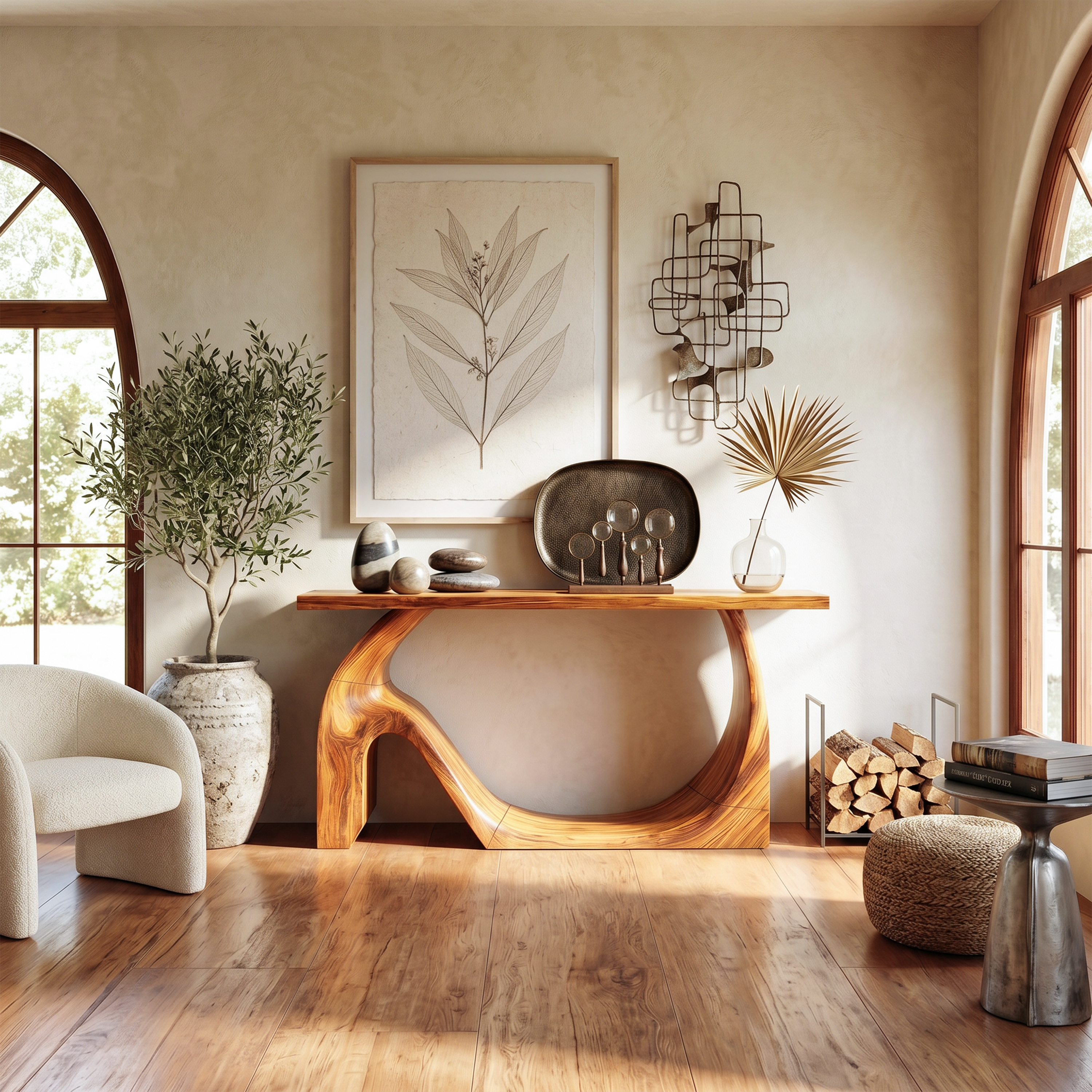 Modern Live Edge Console Table Artistic Solid Wood For Entryway Decor SILDTTNCS091