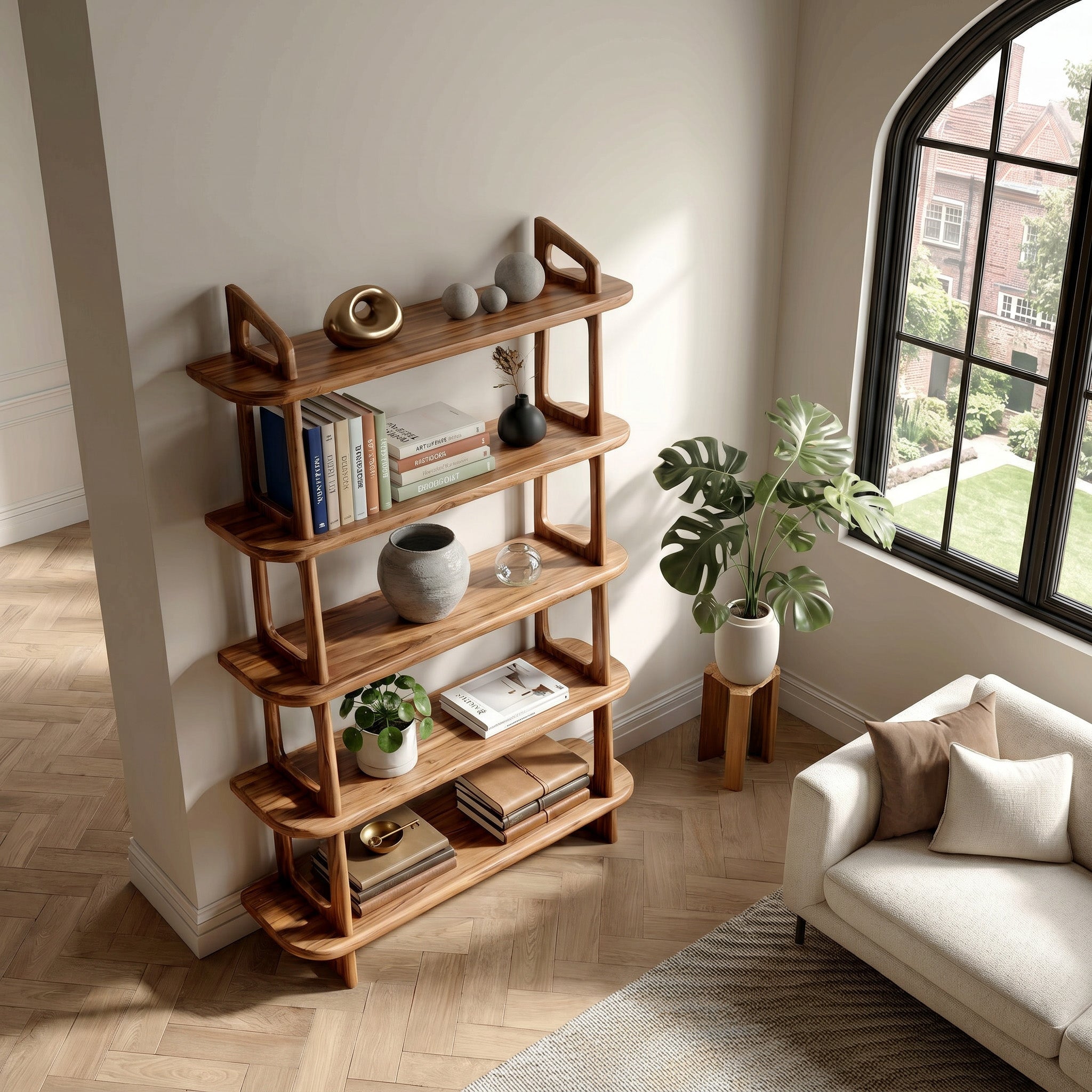 Contemporary Wooden Standing Shelf For Living Room Corner RTTHHNSS031