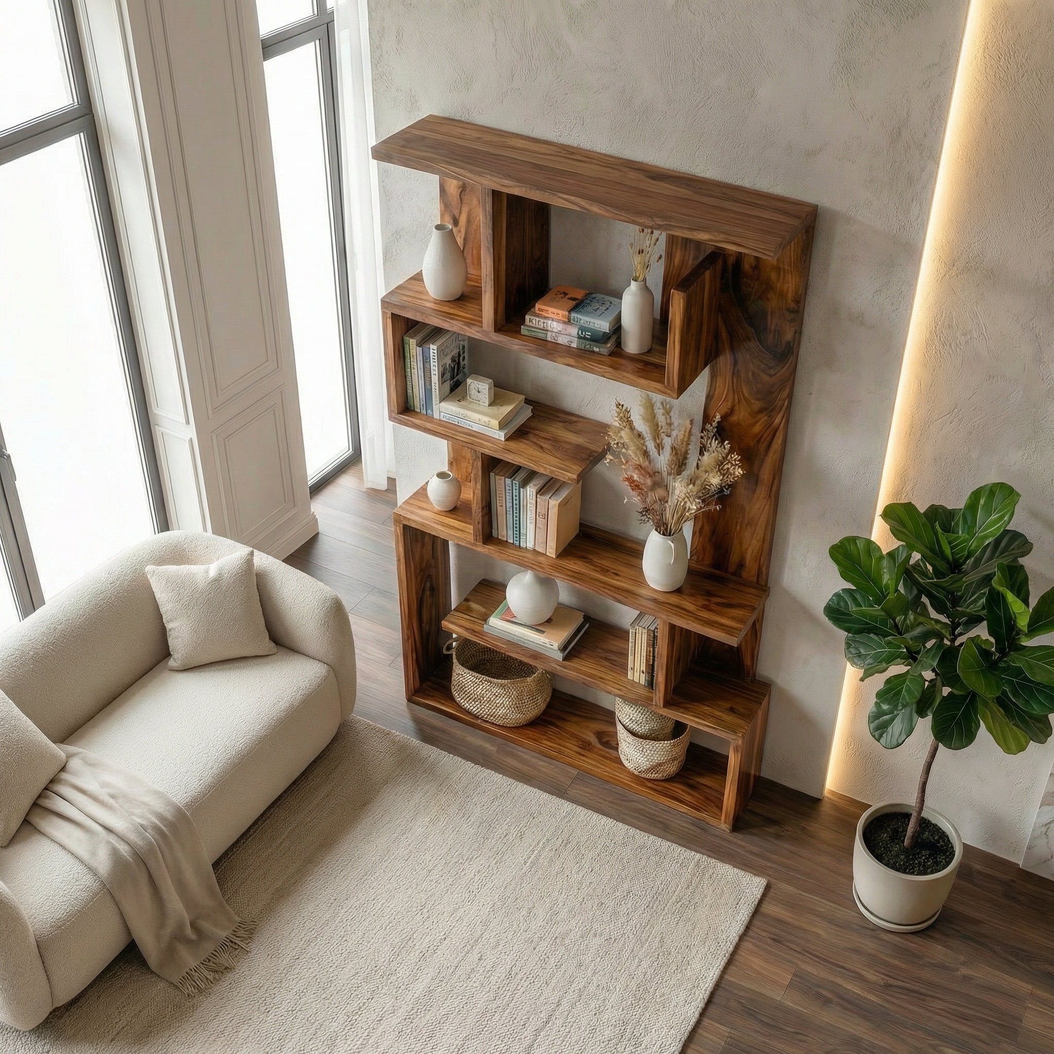 Mid Century Contemporary Bookshelf For Living Room And Interior Decor SINLSASC487