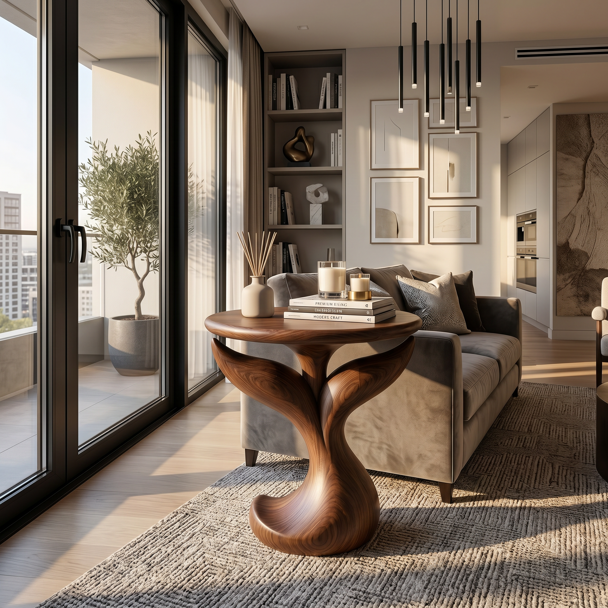 Biomorphic Leaf Side Table Entertainment Lounge SILDTTRSTA036