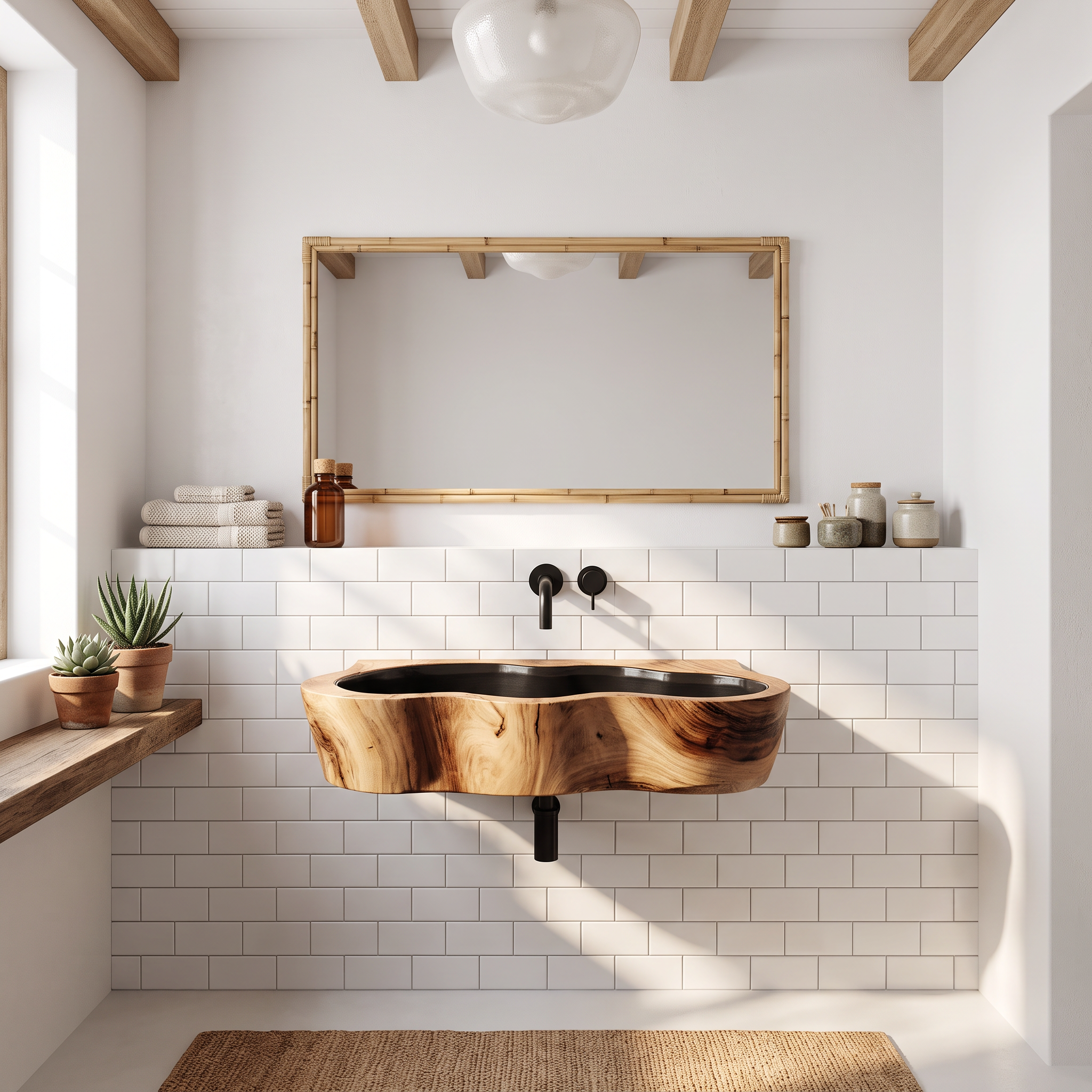 Modern Live Edge Wood Basin For Contemporary Bathroom Interior Design SILDTTRVS025