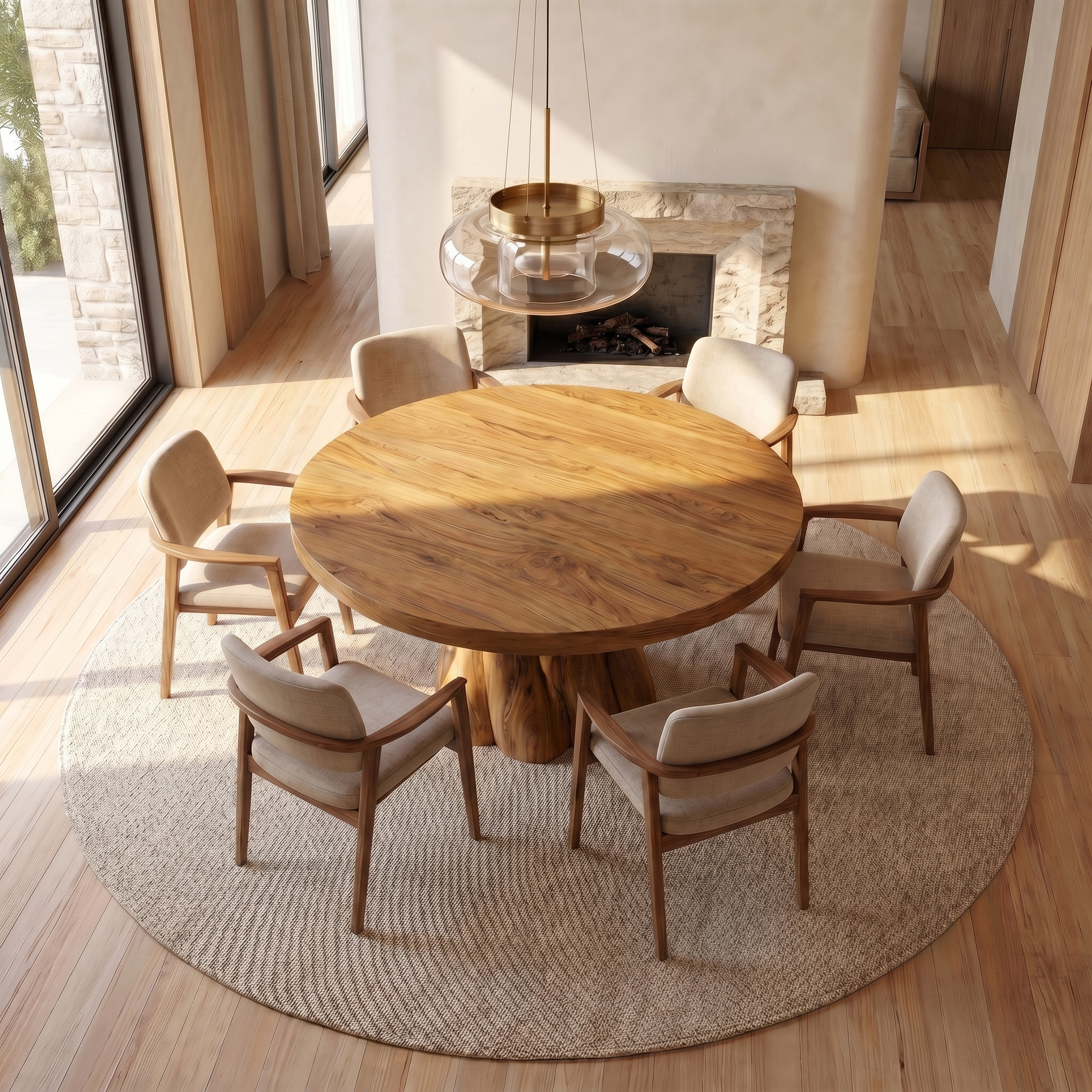 Organic Rustic Round Dining Table For Dining Room SINLKIDT177