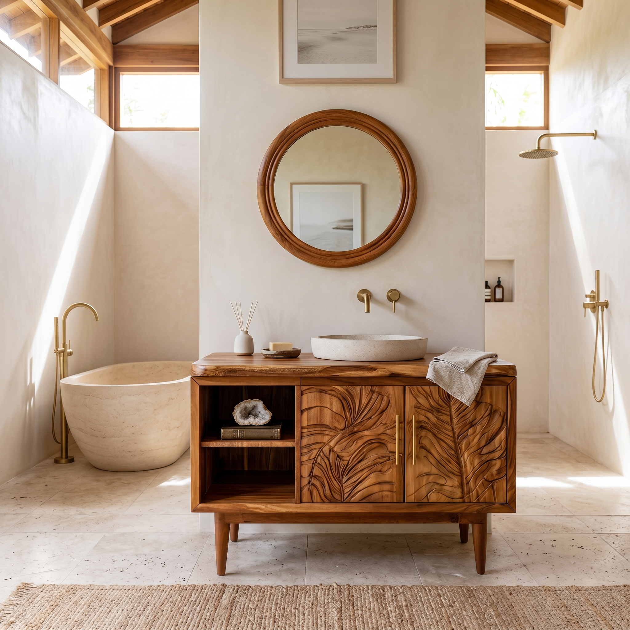 Luxury Wood Vanity Unit For Master Suite SILDTTRBRV162