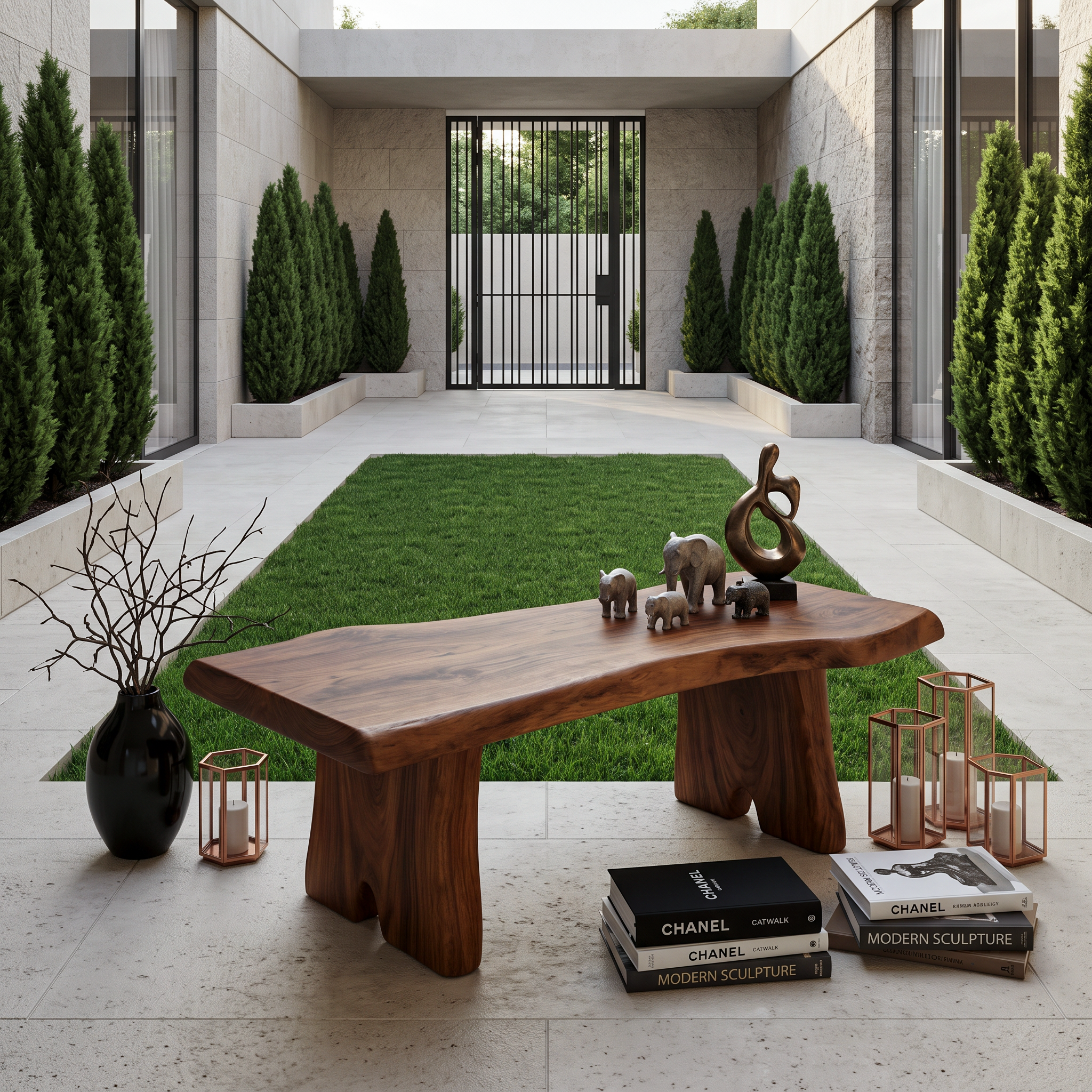 Minimalist Live Edge Outdoor Bench For Entryway Or Patio SITHTTCHR021